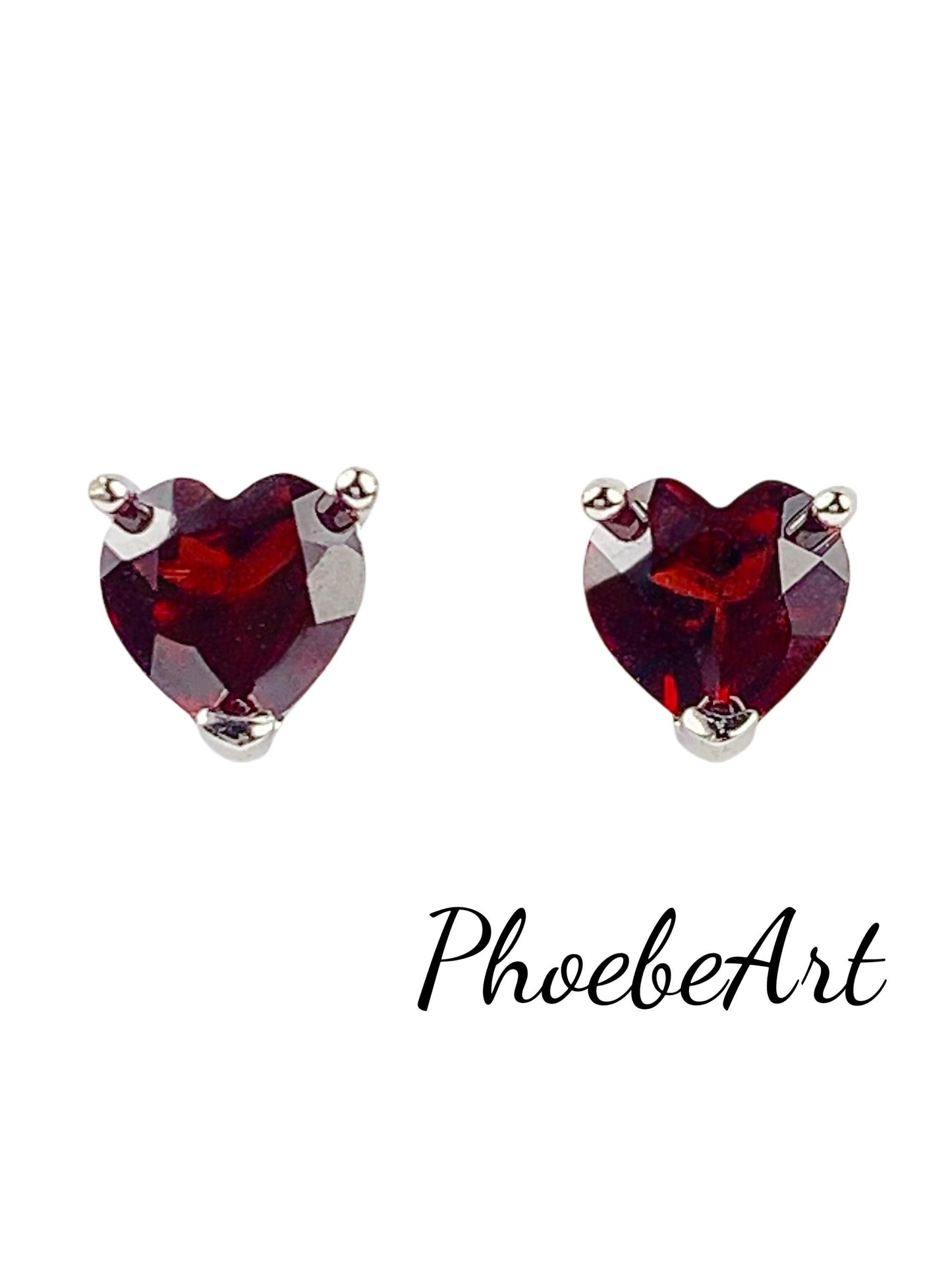 Red Garnet Heart Earrings: 18k Gold Plated Sterling Silver