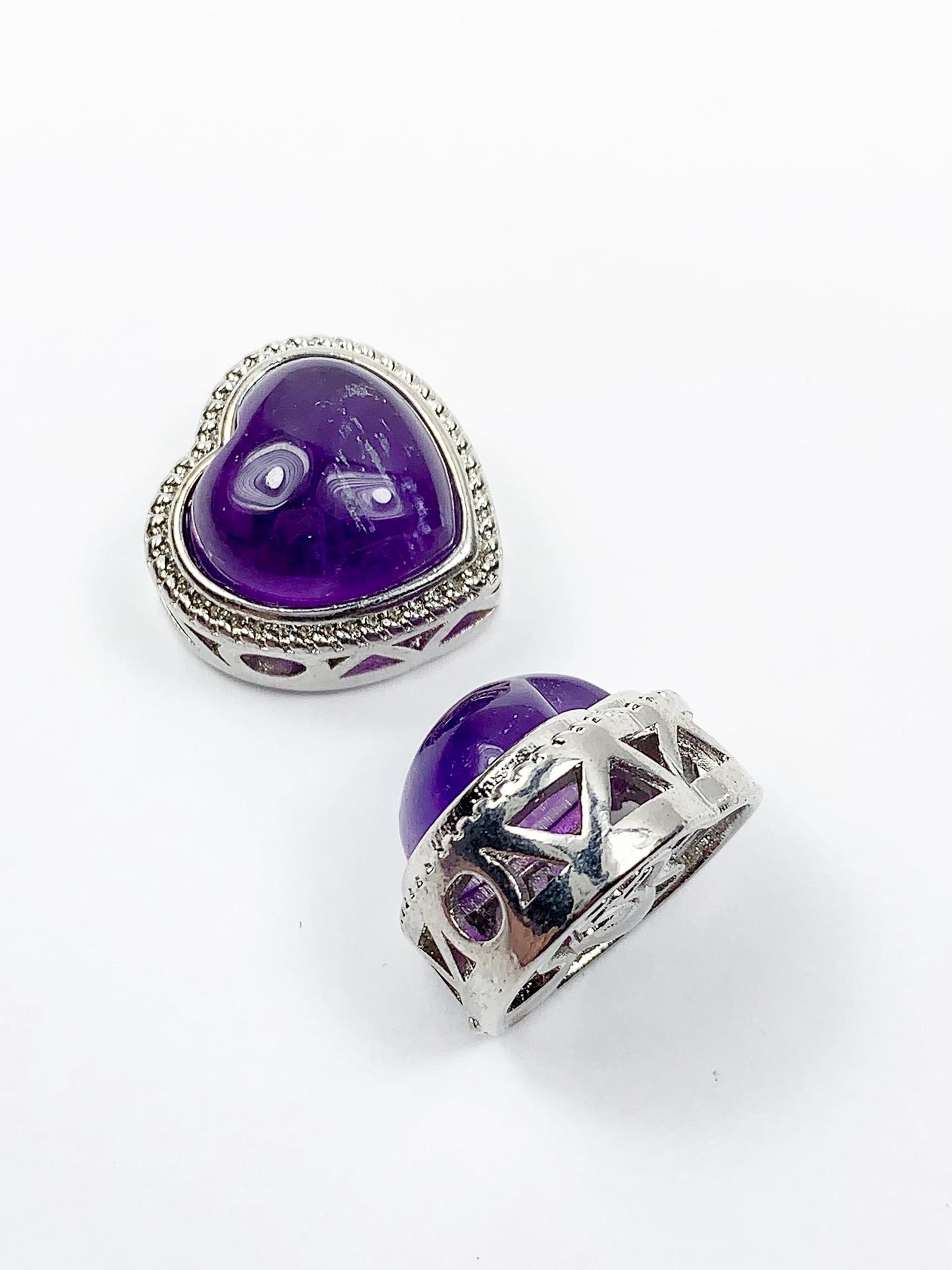 18mm Genuine Natural  purple Amethyst DIY Beads Loose Gems Gemstone heart cut