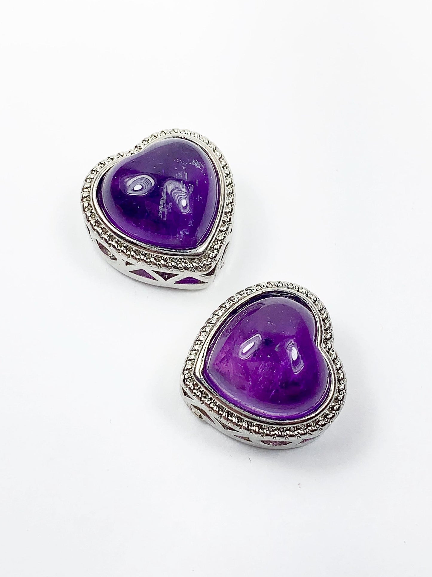 18mm Genuine Natural  purple Amethyst DIY Beads Loose Gems Gemstone heart cut