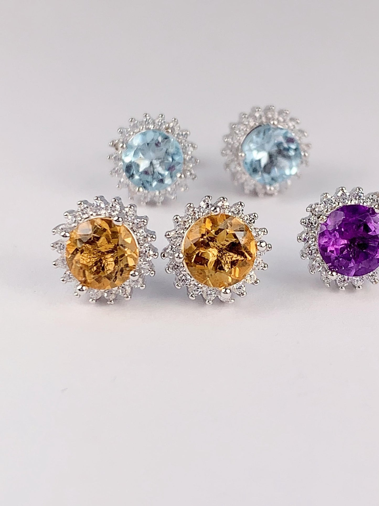 Sky Blue Topaz Earrings: 18k Gold Plated Sterling Silver Studs