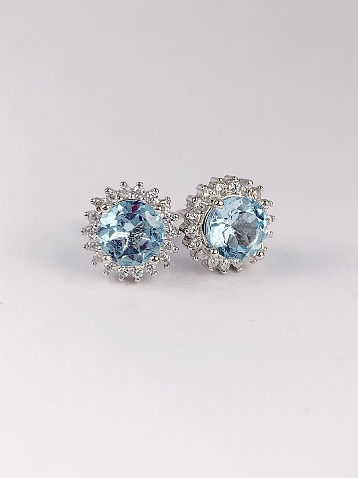 Sky Blue Topaz Earrings: 18k Gold Plated Sterling Silver Studs