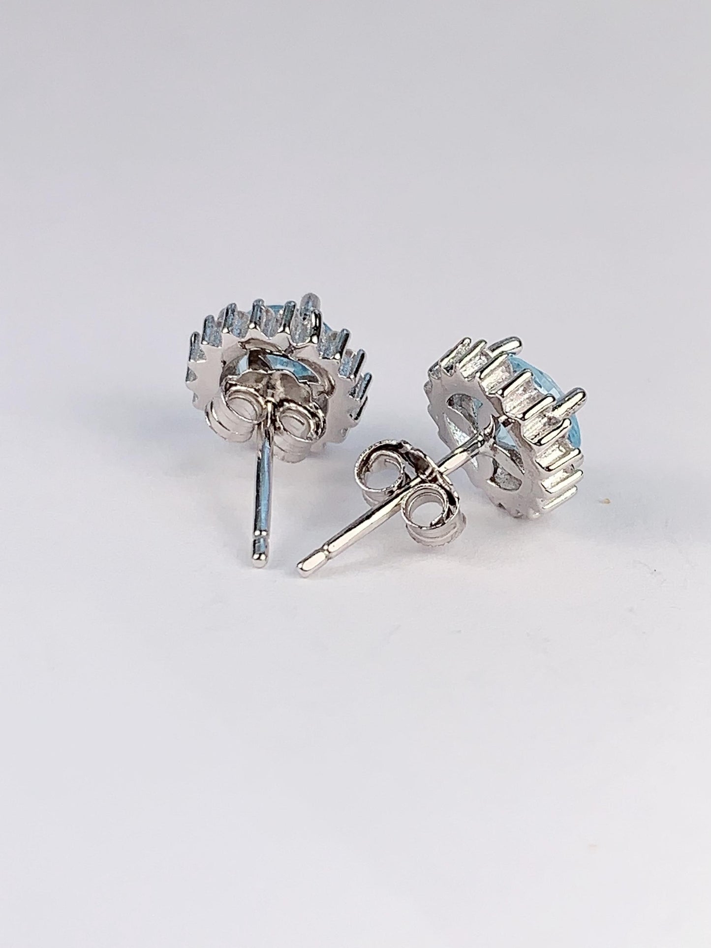 Sky Blue Topaz Earrings: 18k Gold Plated Sterling Silver Studs