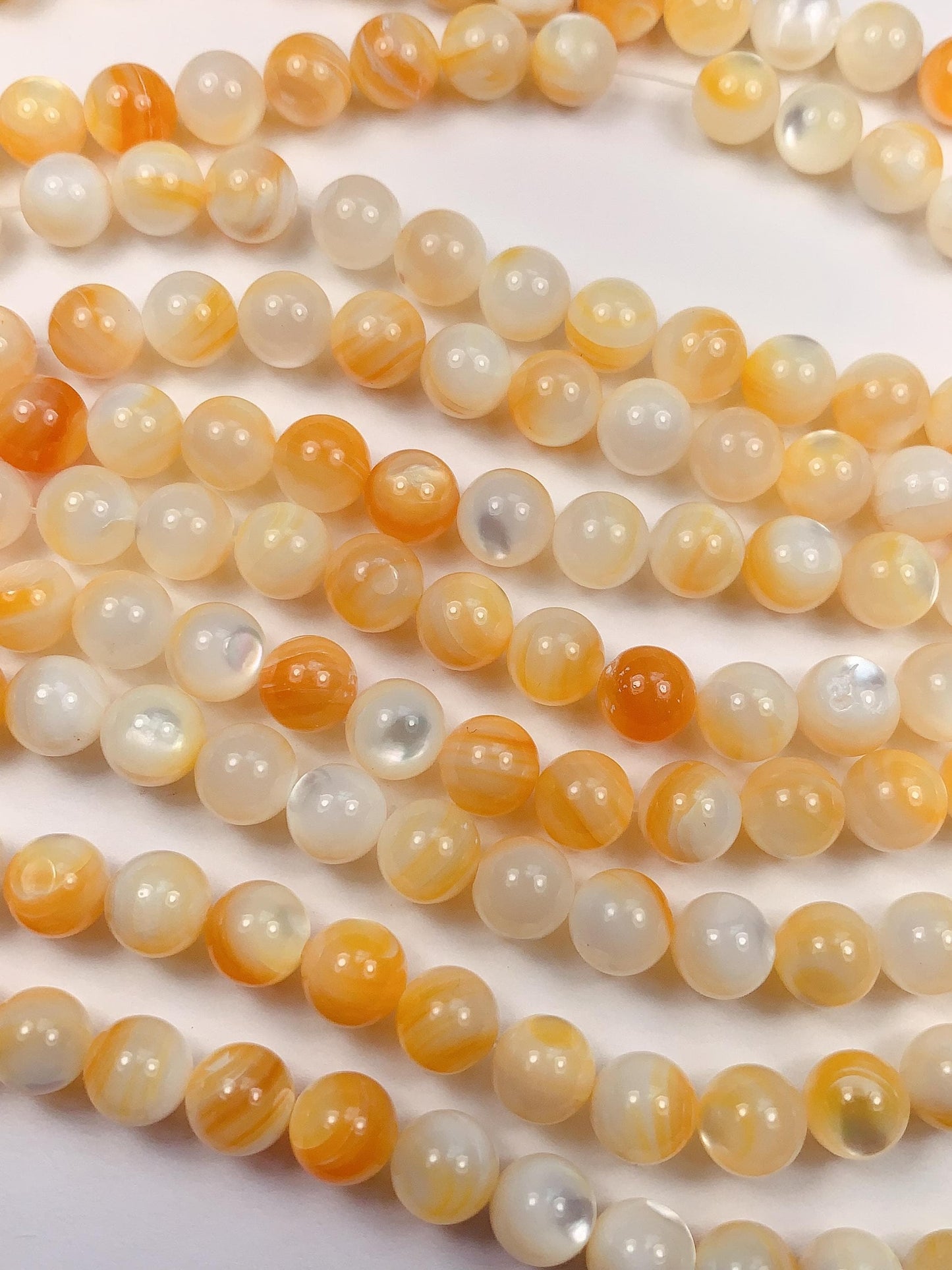 AAA Golden Yellow Mother of Pearl Shell Beads 15.5" Strand Gold Gemstone