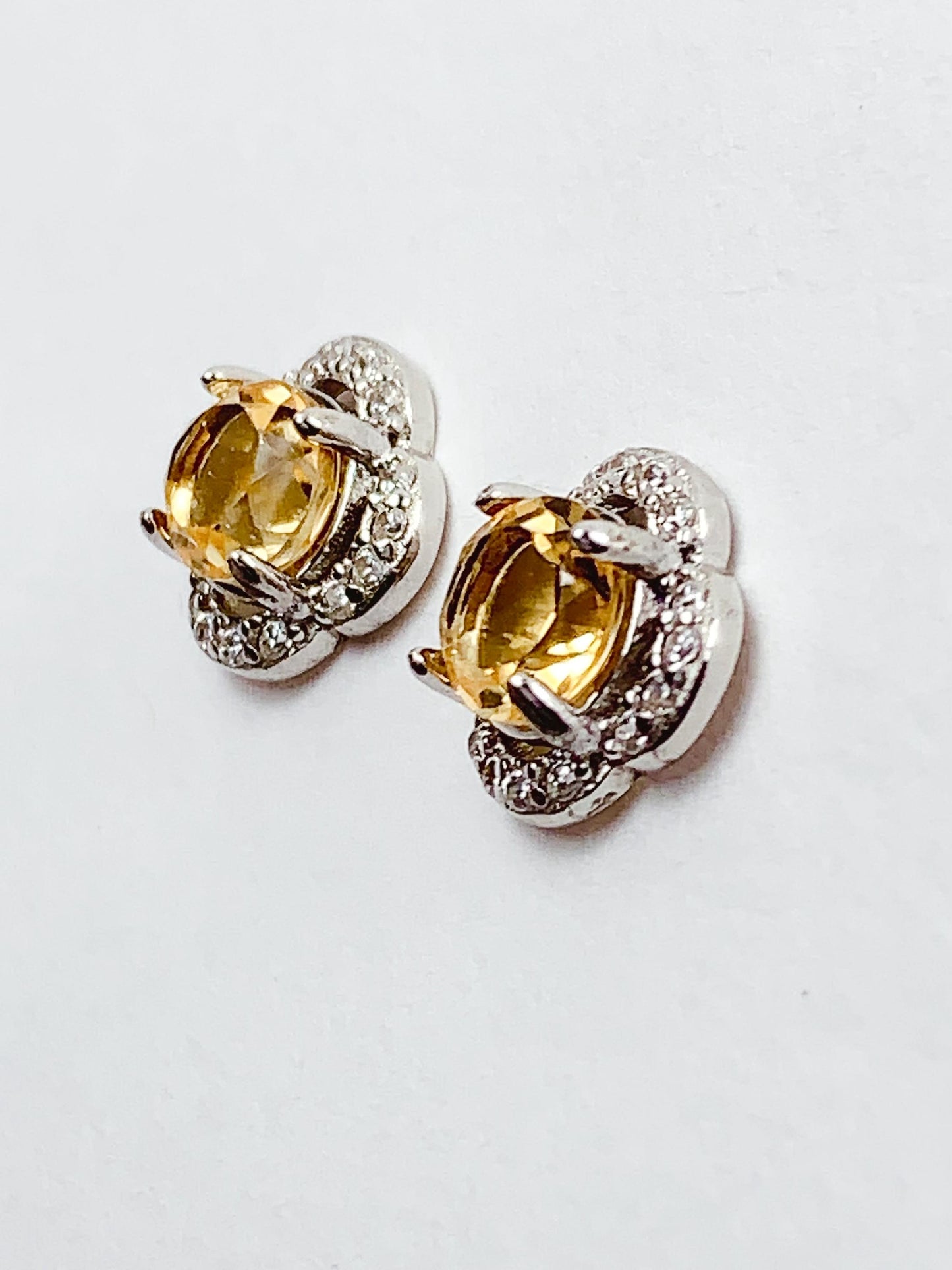 Citrine Earrings: 5mm Round, AAA Yellow Gem, Sterling Silver