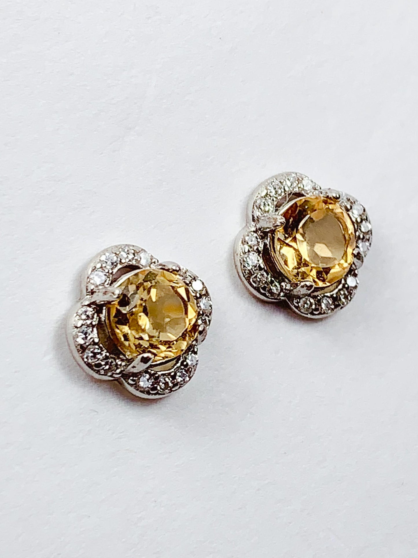 Citrine Earrings: 5mm Round, AAA Yellow Gem, Sterling Silver