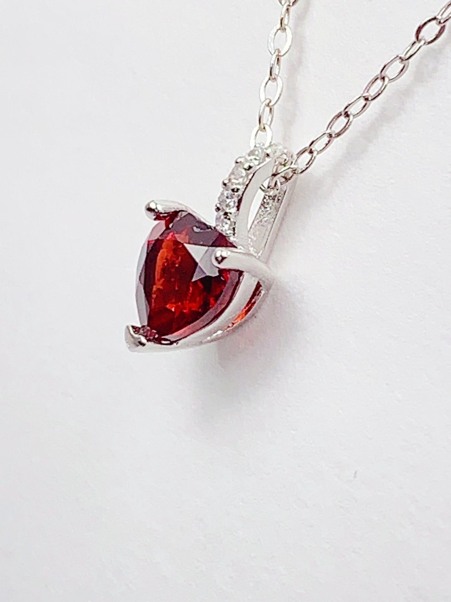Red Garnet Heart Pendant Necklace: 18K Gold Plated Sterling Silver