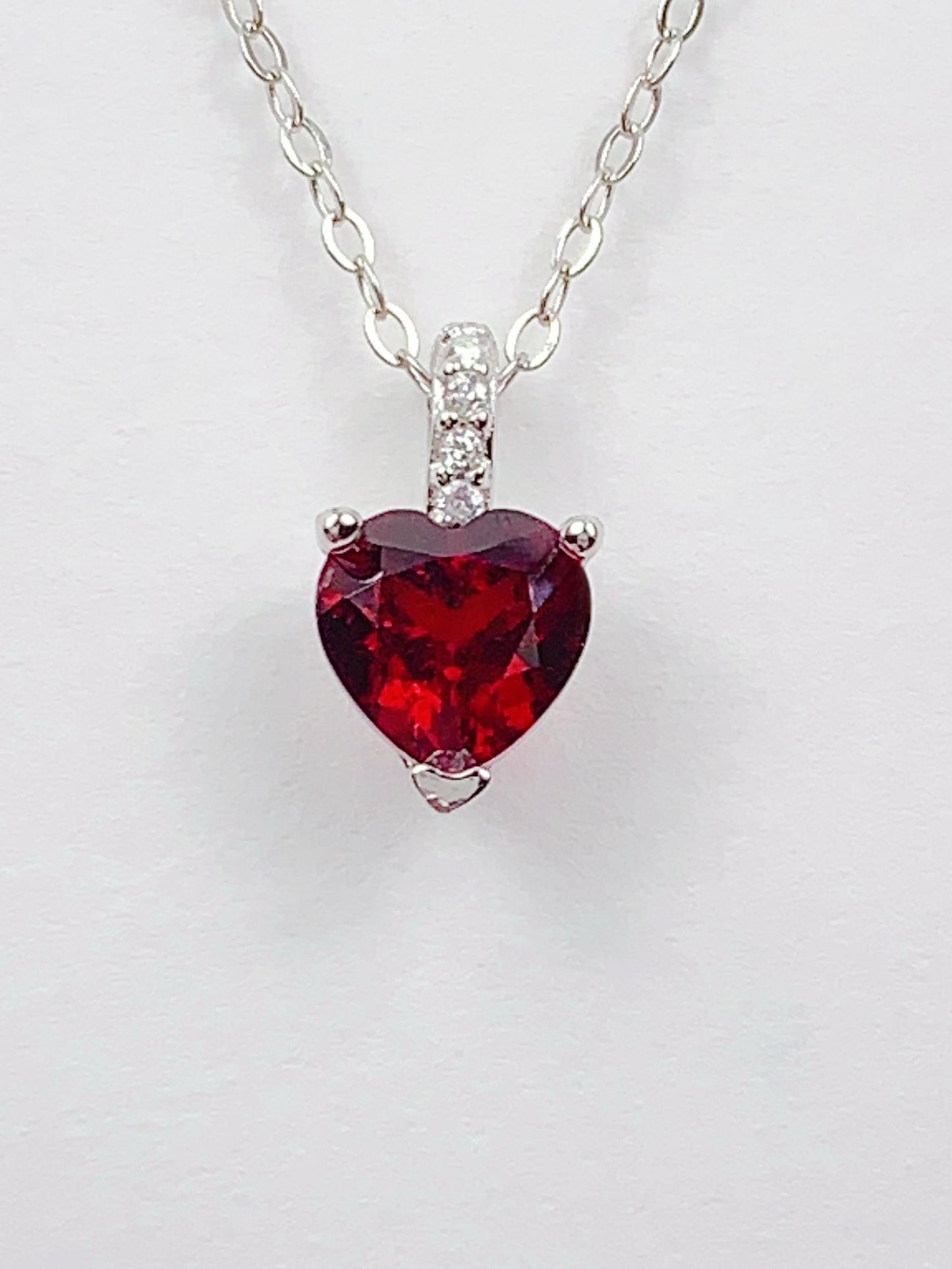 Red Garnet Heart Pendant Necklace: 18K Gold Plated Sterling Silver