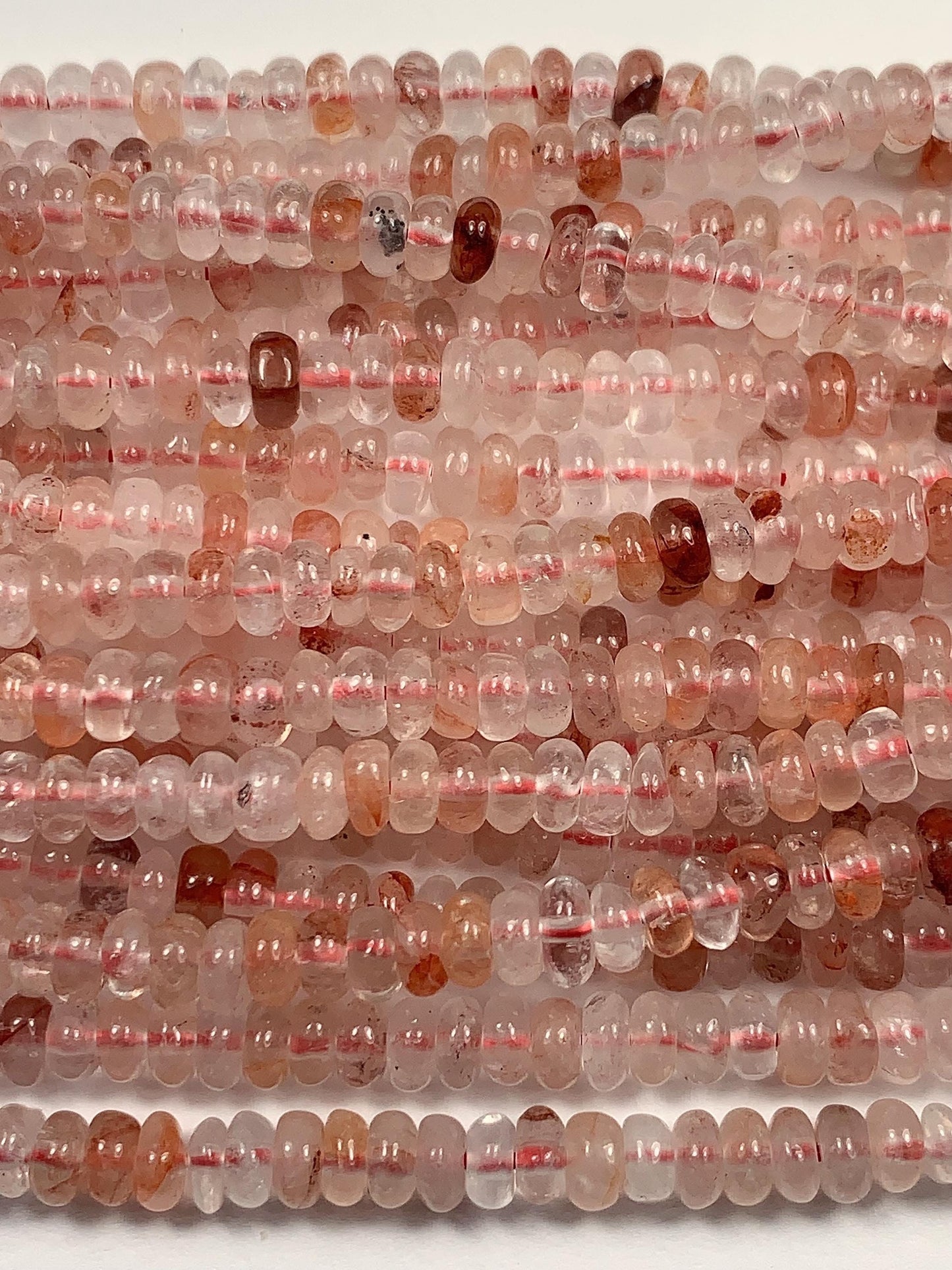 2x4mm Natural Orange Red Hematoid Quartz Smooth Rondelle Beads 15" Strand Gemstone