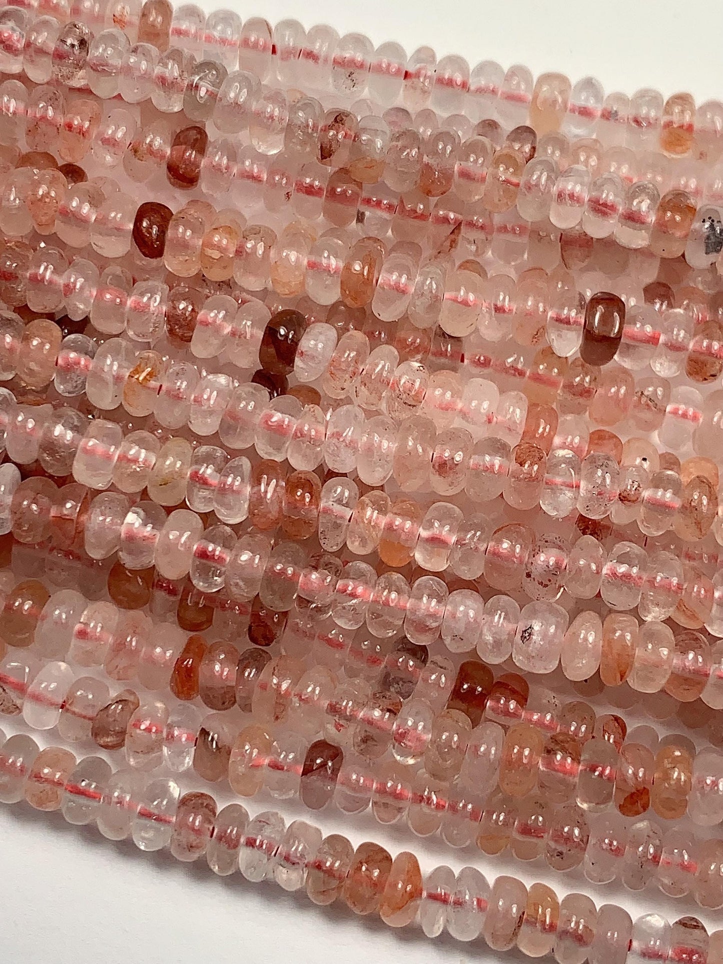 2x4mm Natural Orange Red Hematoid Quartz Smooth Rondelle Beads 15" Strand Gemstone