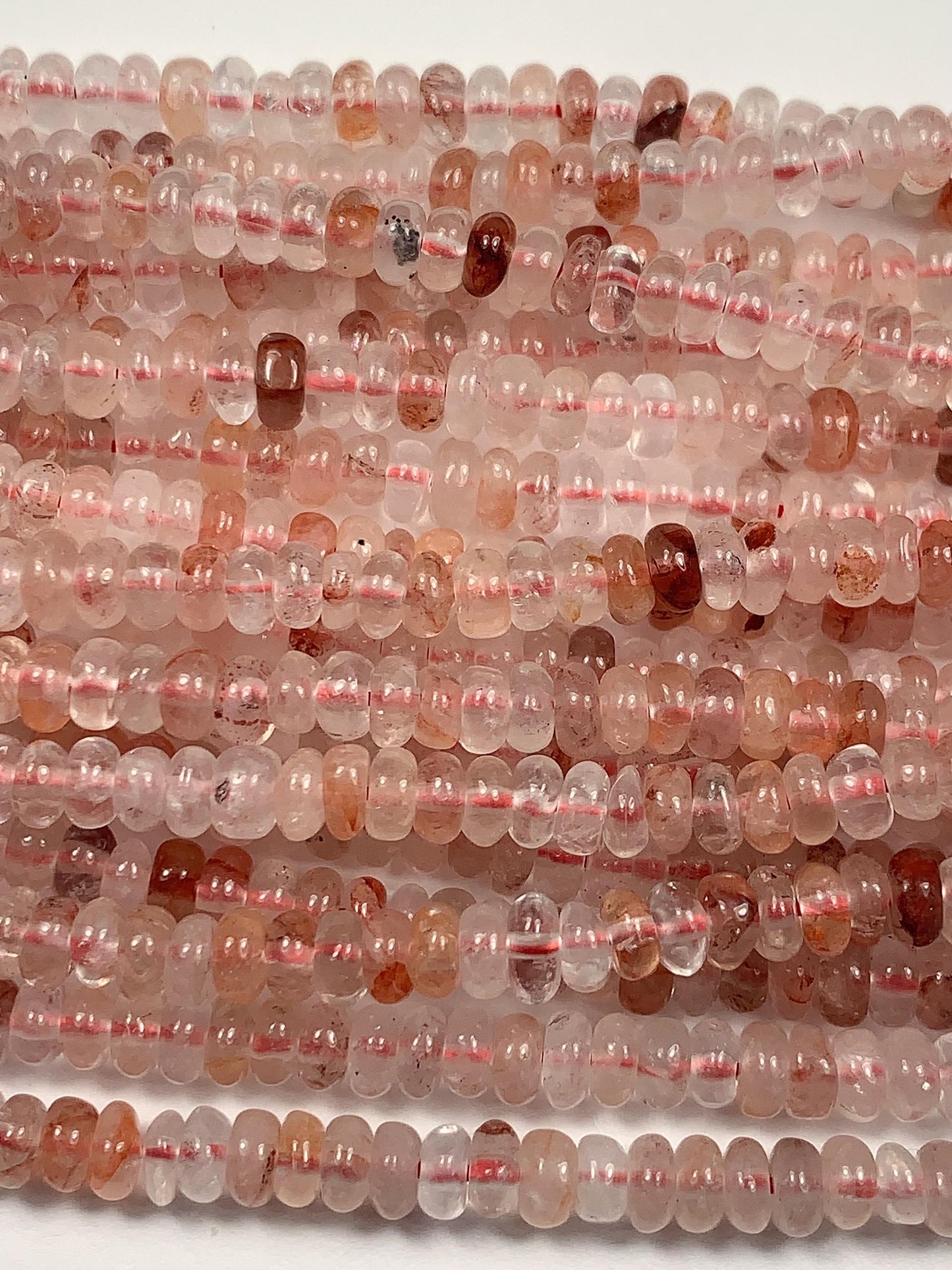 2x4mm Natural Orange Red Hematoid Quartz Smooth Rondelle Beads 15" Strand Gemstone