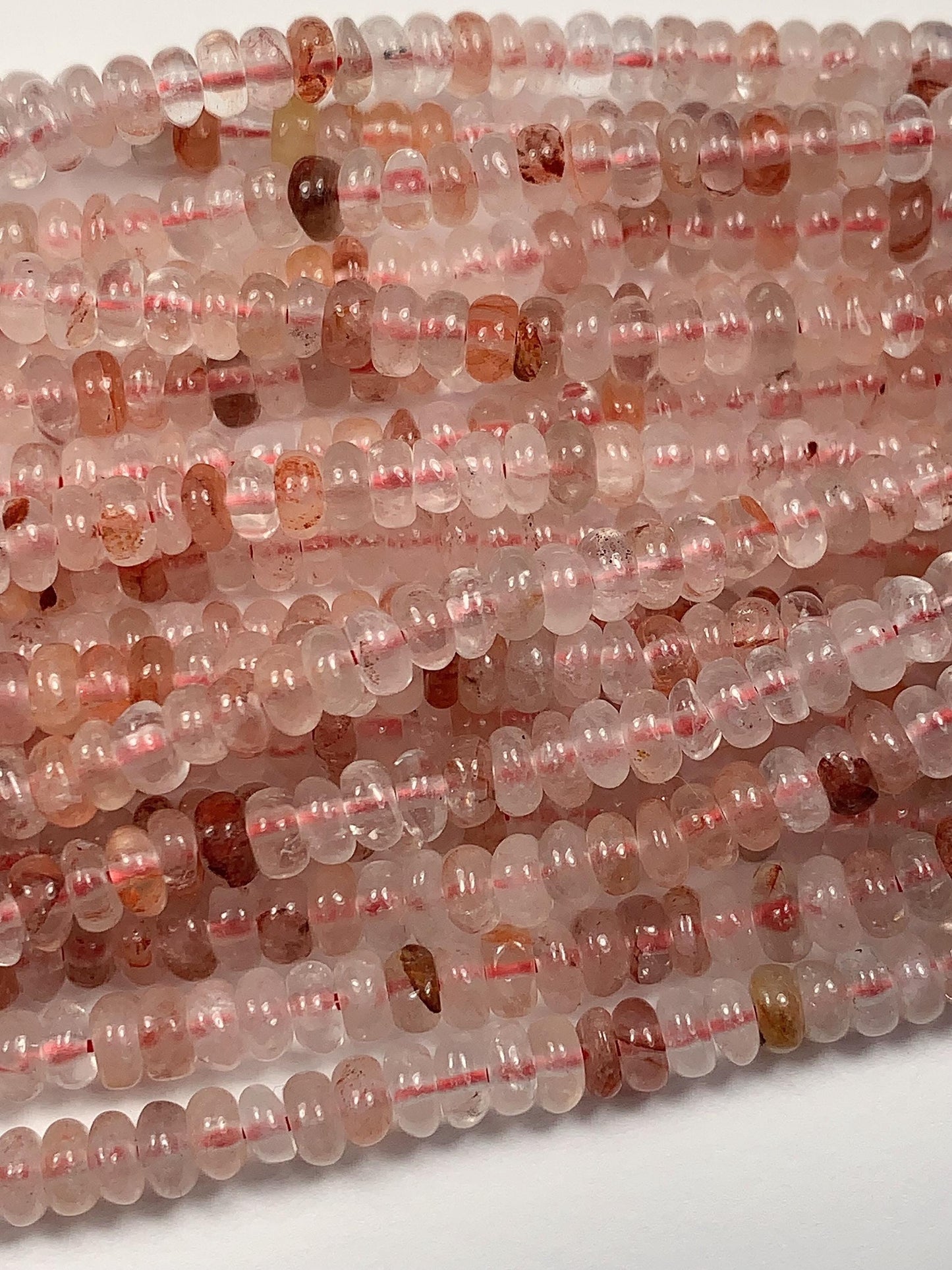 2x4mm Natural Orange Red Hematoid Quartz Smooth Rondelle Beads 15" Strand Gemstone