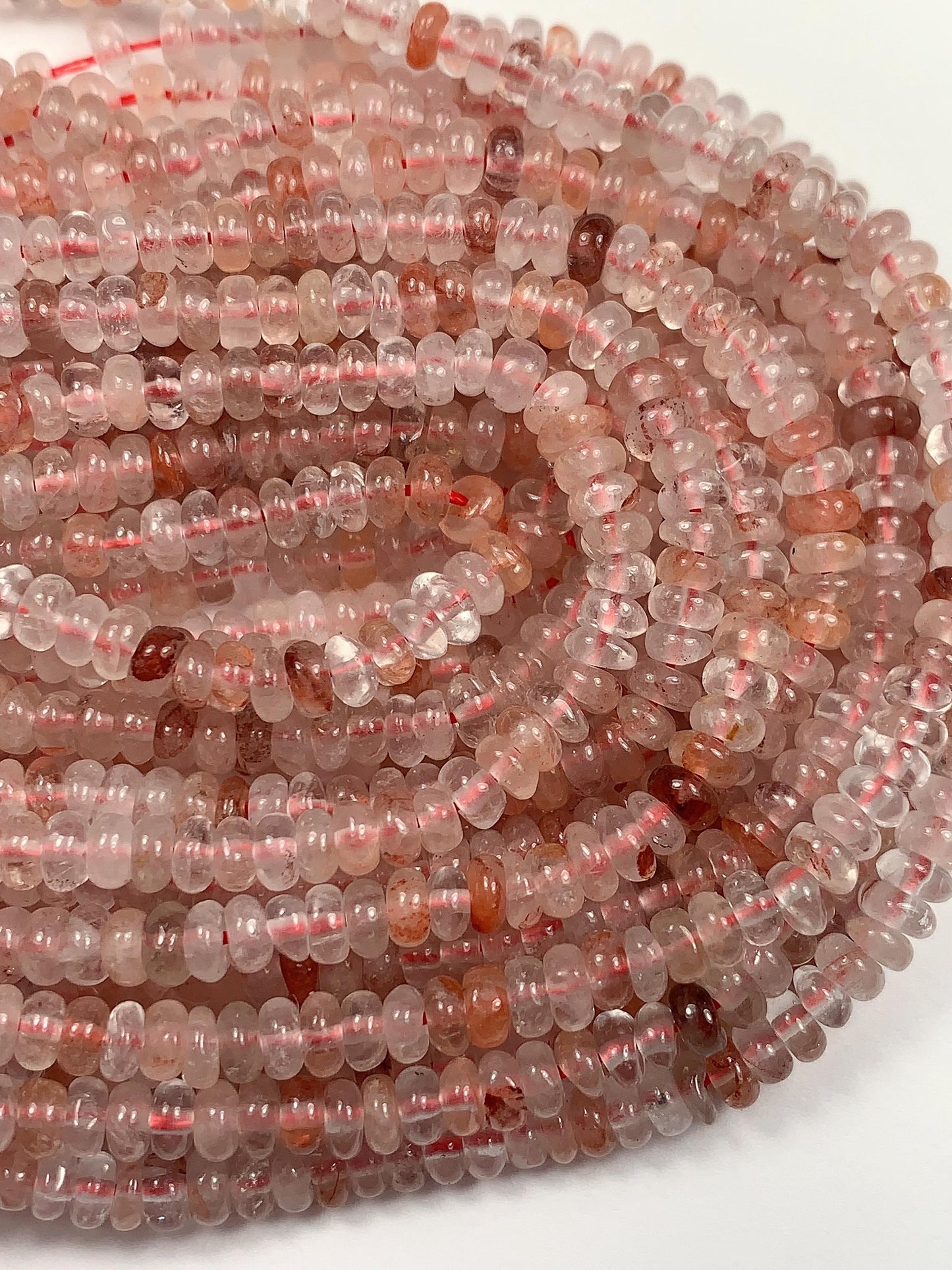 2x4mm Natural Orange Red Hematoid Quartz Smooth Rondelle Beads 15" Strand Gemstone