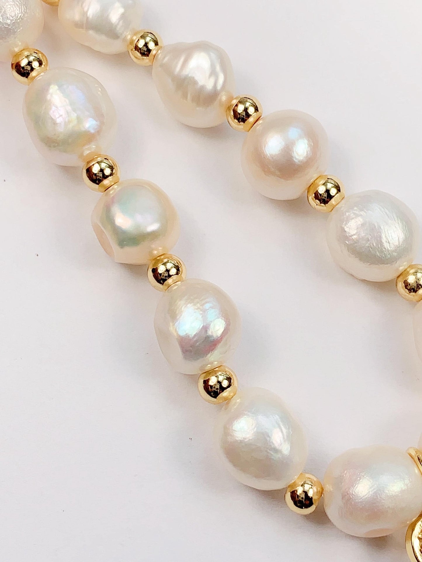 14K Gold Filled Pearl Jewelry Set: Freshwater Pearl Bracelet and Earrings