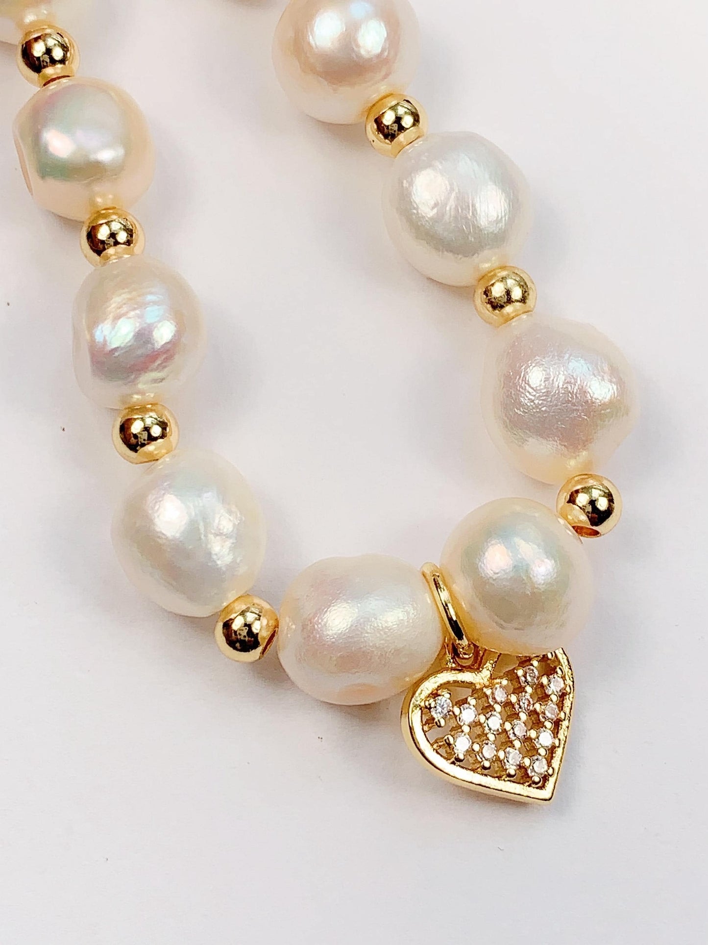 14K Gold Filled Pearl Jewelry Set: Freshwater Pearl Bracelet and Earrings