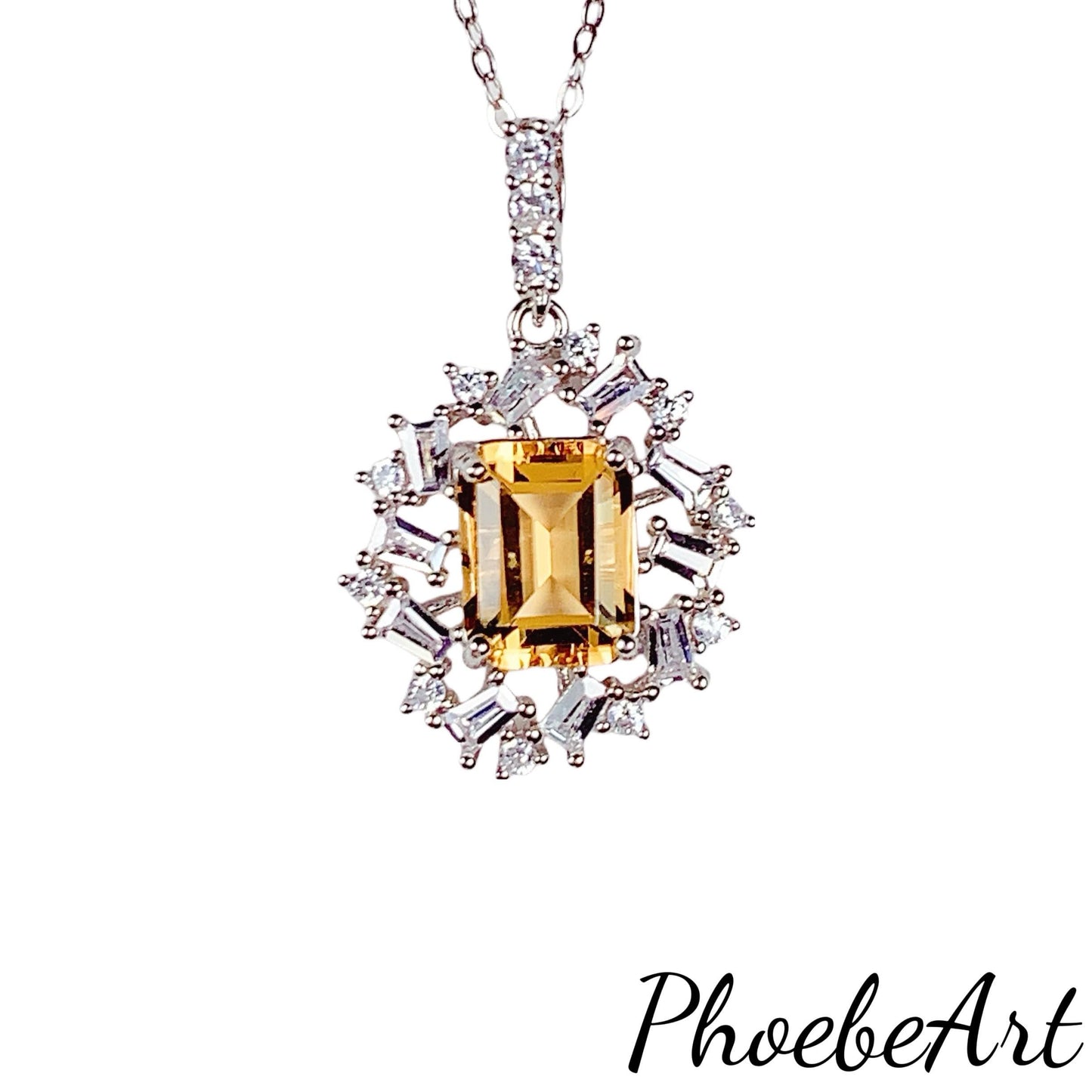 Citrine Necklace: 18K Gold Plated Sterling Silver Pendant