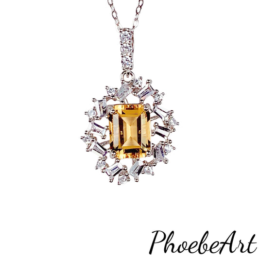Citrine Necklace: 18K Gold Plated Sterling Silver Pendant