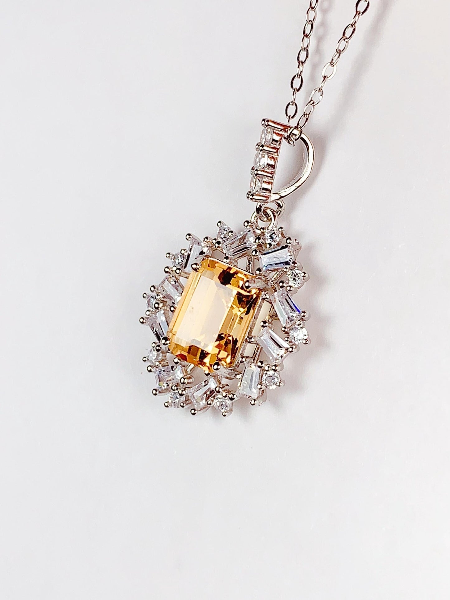 Citrine Necklace: 18K Gold Plated Sterling Silver Pendant