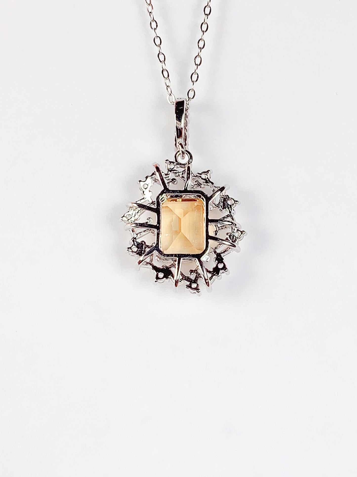 Citrine Necklace: 18K Gold Plated Sterling Silver Pendant