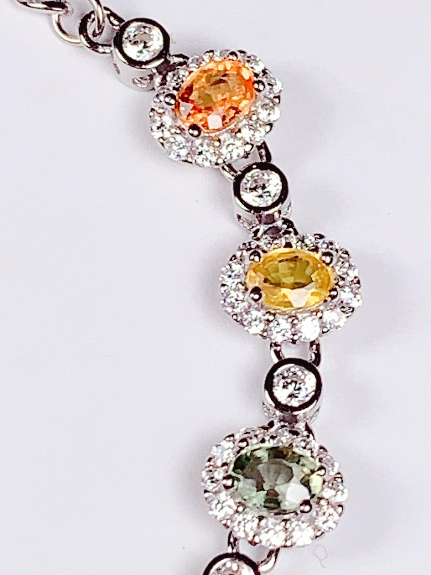 Rainbow Sapphire Bracelet: 18K White Gold Plated Sterling Silver