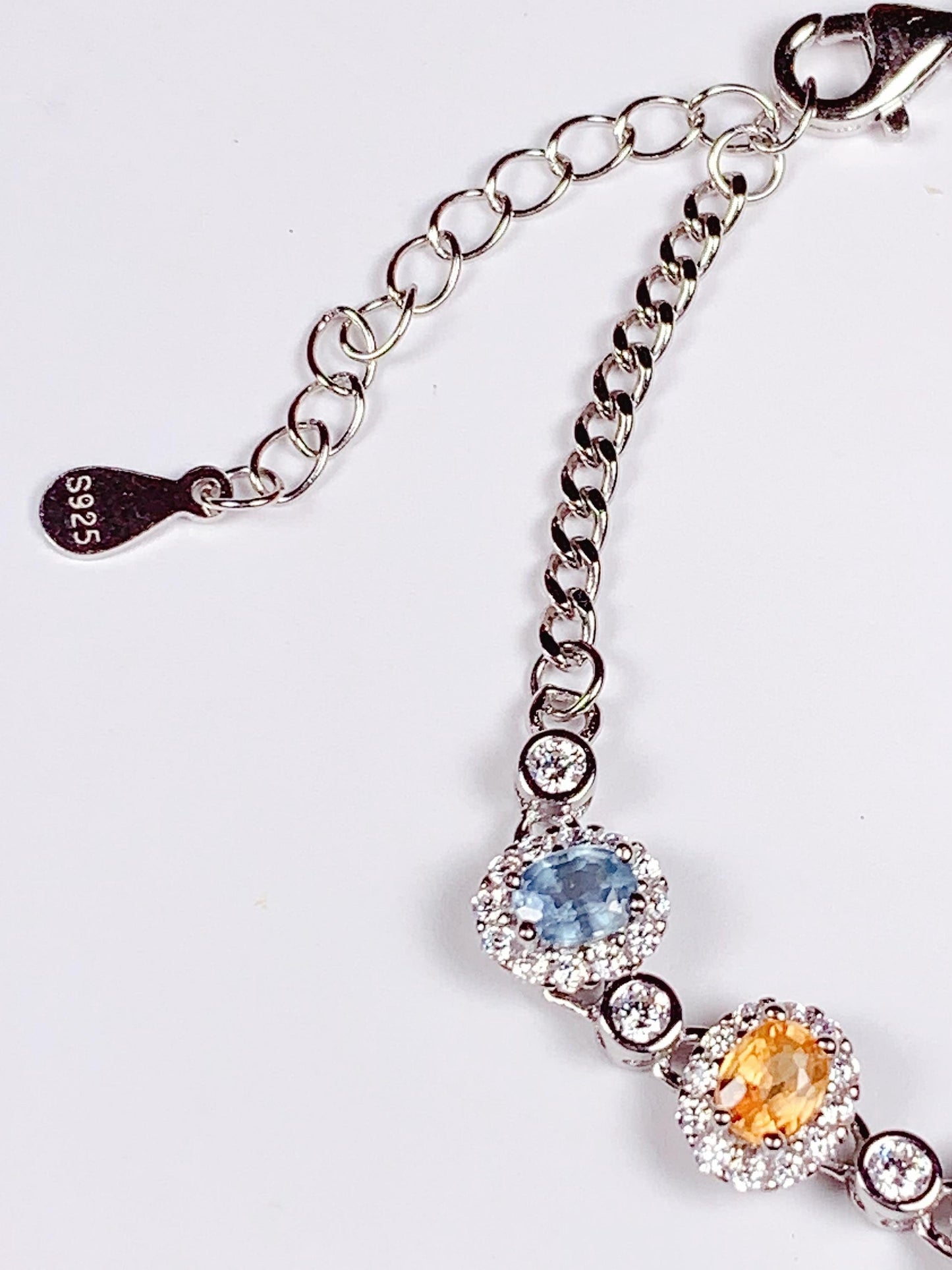 Rainbow Sapphire Bracelet: 18K White Gold Plated Sterling Silver