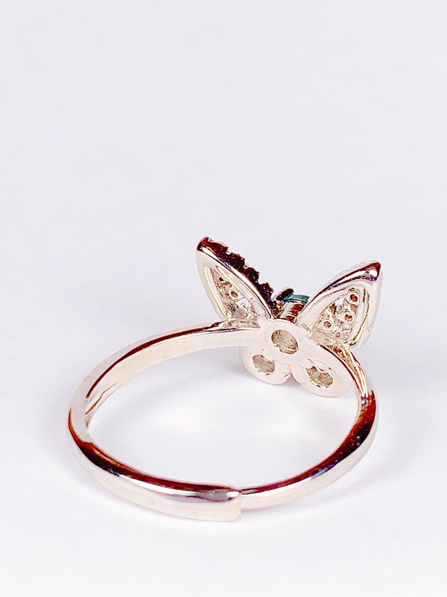 Butterfly Jade Ring: 18K Gold Plated Sterling Silver