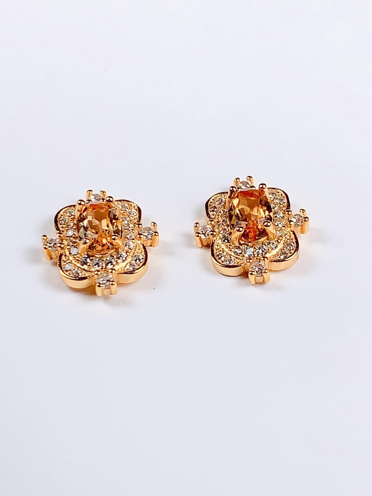 Citrine Earrings: 18k Gold Plated Sterling Silver Studs