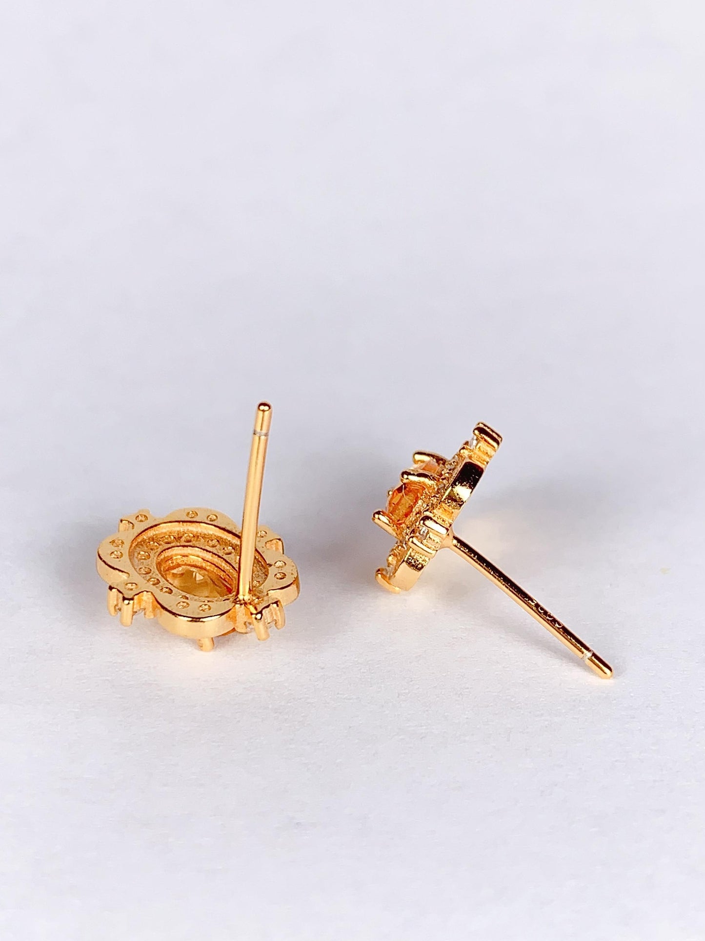 Citrine Earrings: 18k Gold Plated Sterling Silver Studs