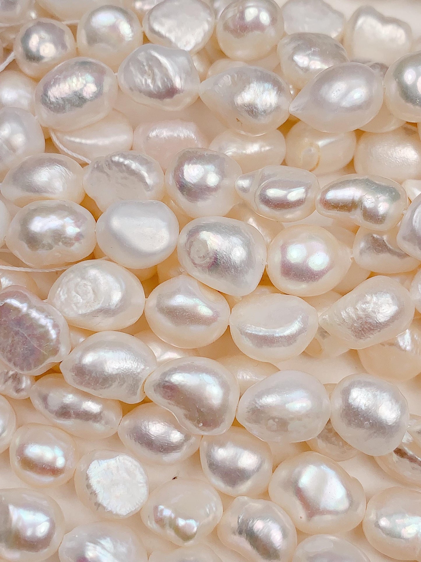 8-12mm Genuine Natural White Baroque Pearl Beads 14 Strand Gemstone