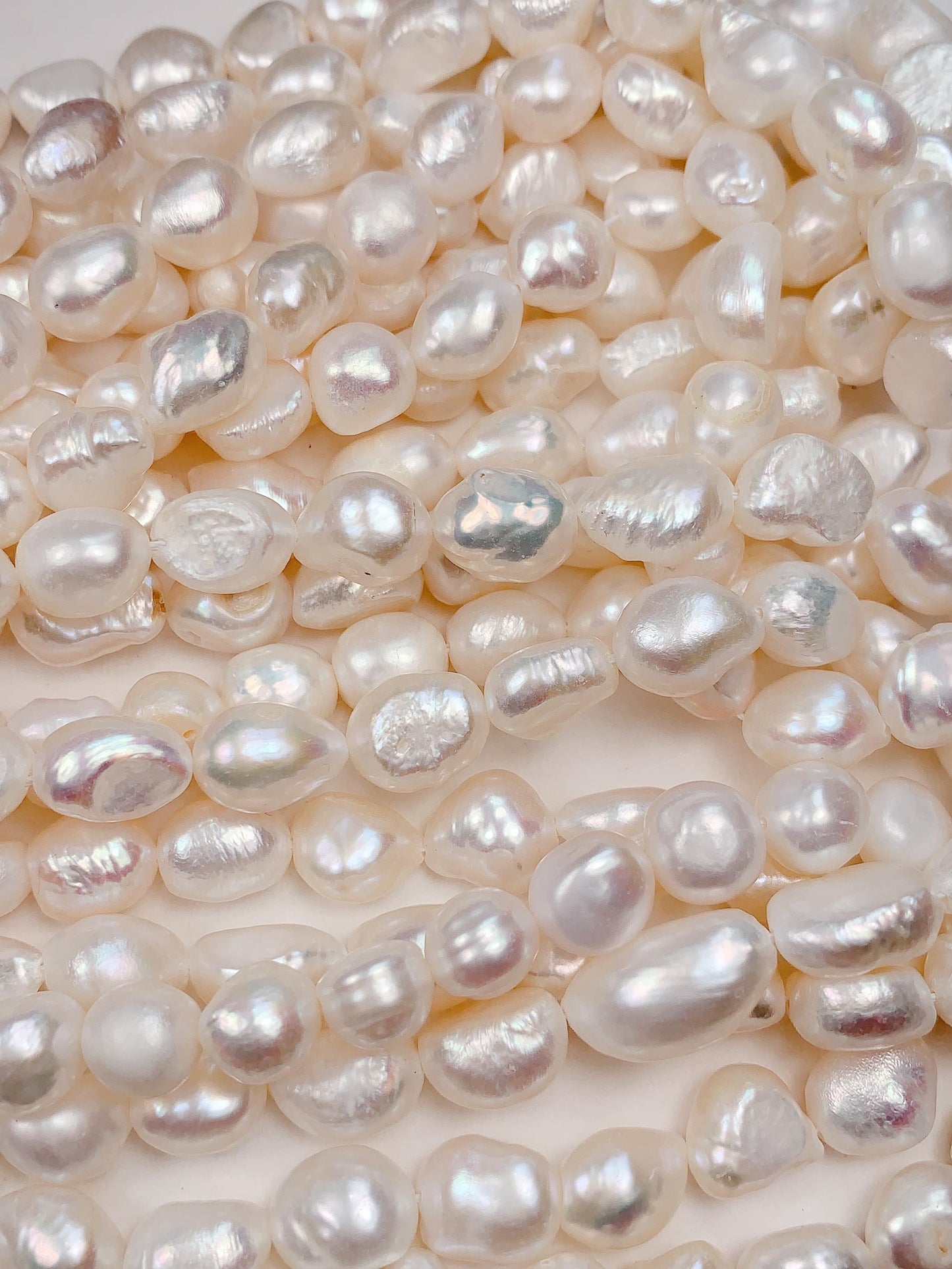 8-12mm Genuine Natural White Baroque Pearl Beads 14 Strand Gemstone