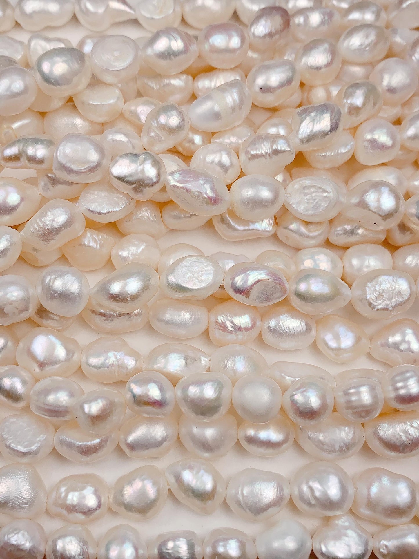 8-12mm Genuine Natural White Baroque Pearl Beads 14 Strand Gemstone