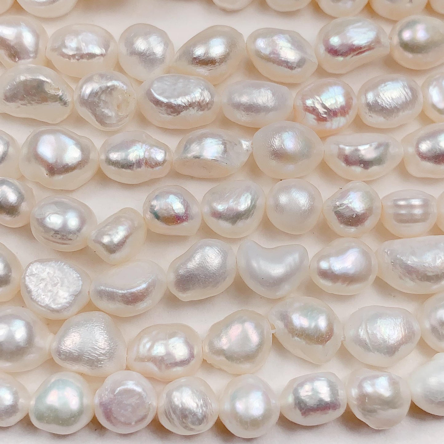 8-12mm Genuine Natural White Baroque Pearl Beads 14 Strand Gemstone