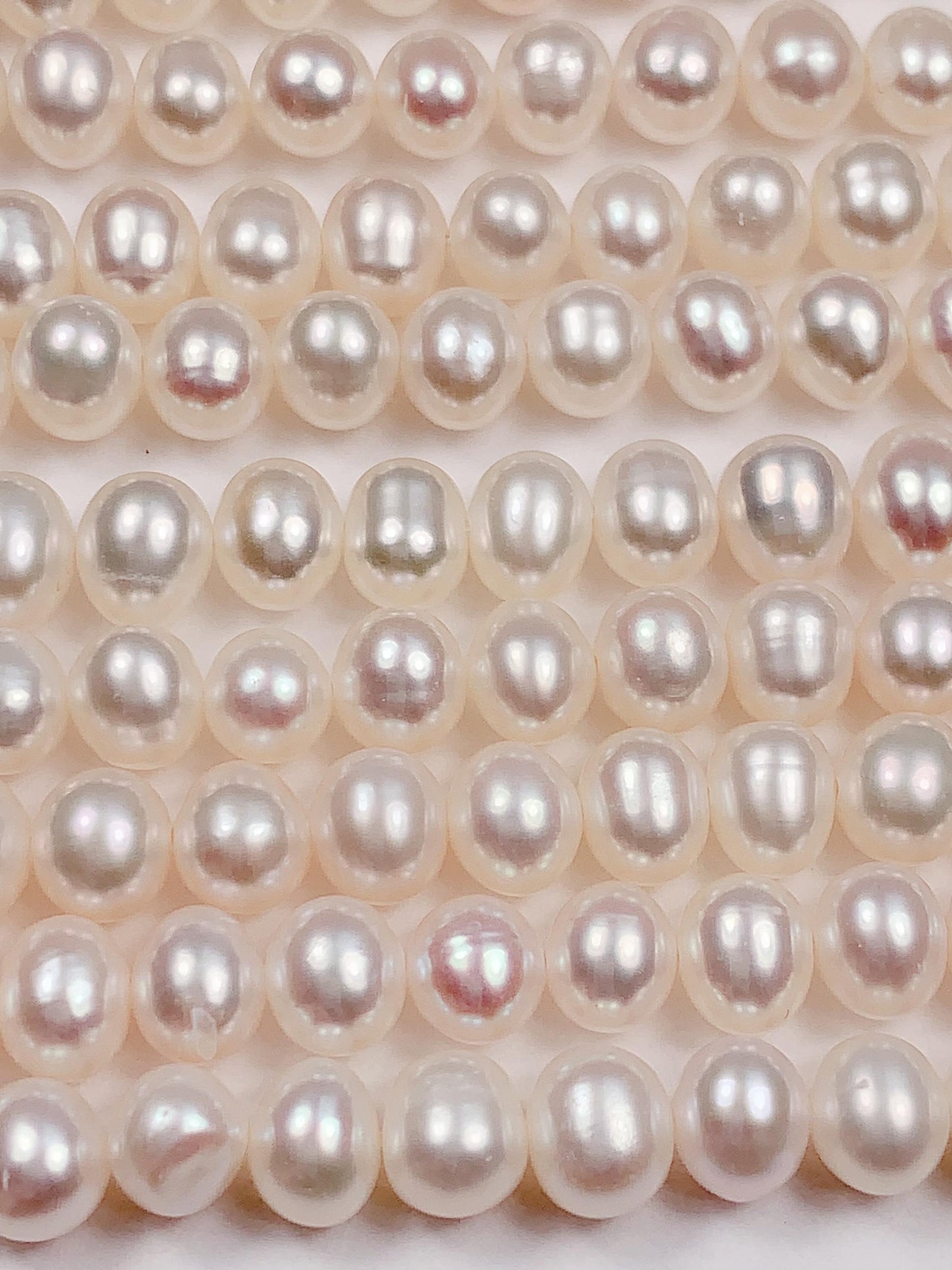 6.5-7mm very good quality Genuine Natural White oval  Pearl Beads 14 Strand Jewelry making
