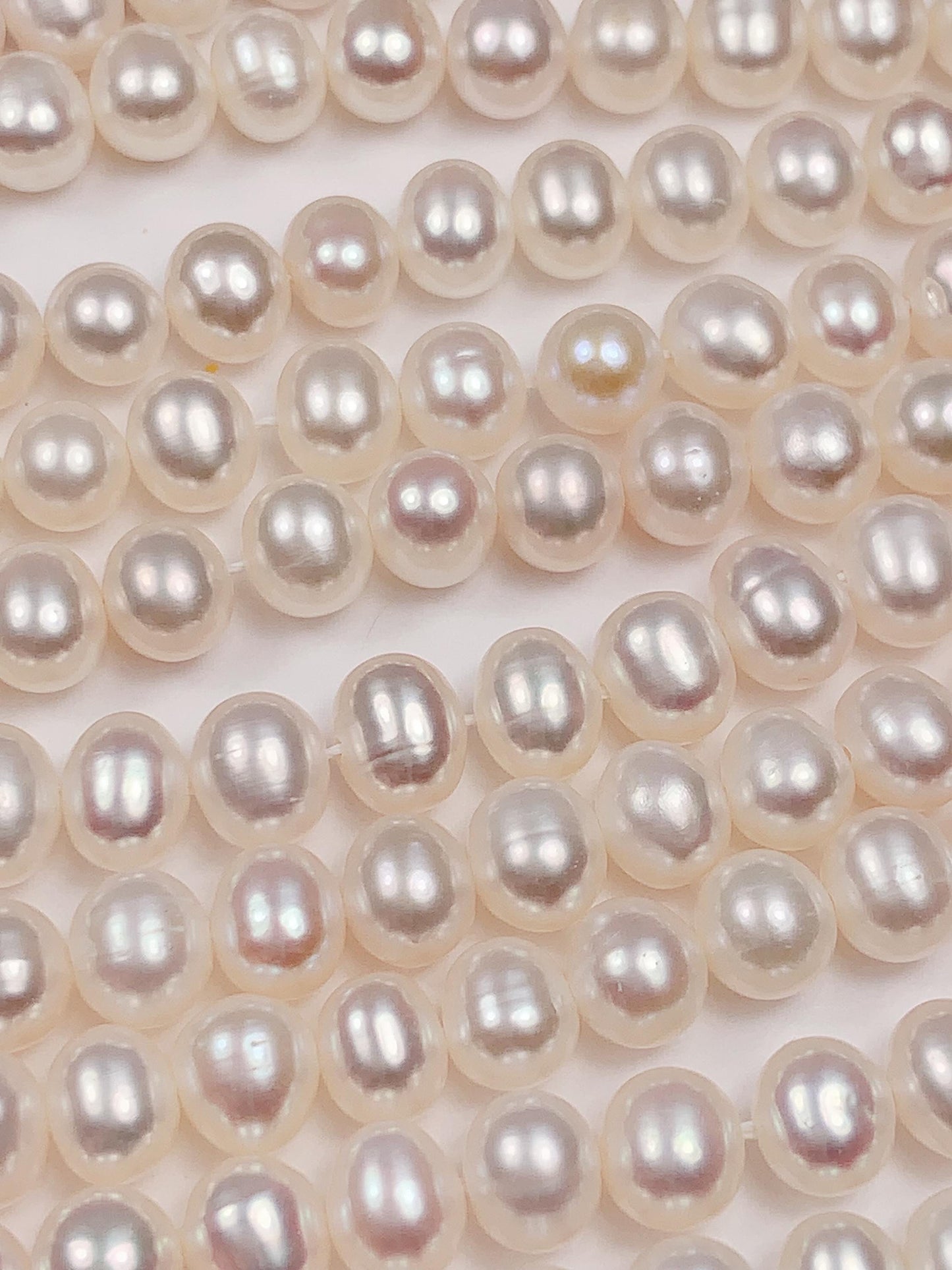6.5-7mm very good quality Genuine Natural White oval  Pearl Beads 14 Strand Jewelry making