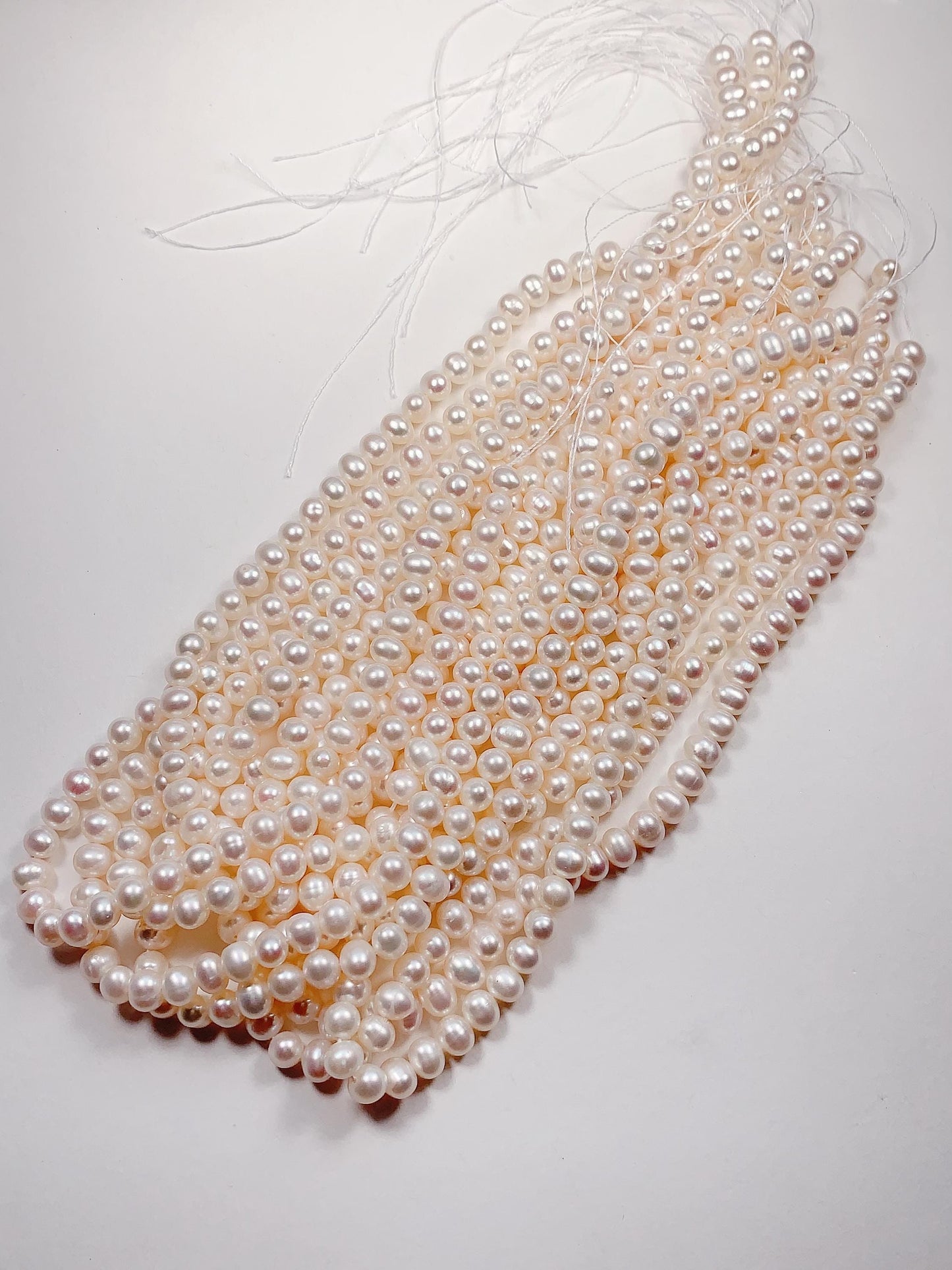6.5-7mm very good quality Genuine Natural White oval  Pearl Beads 14 Strand Jewelry making