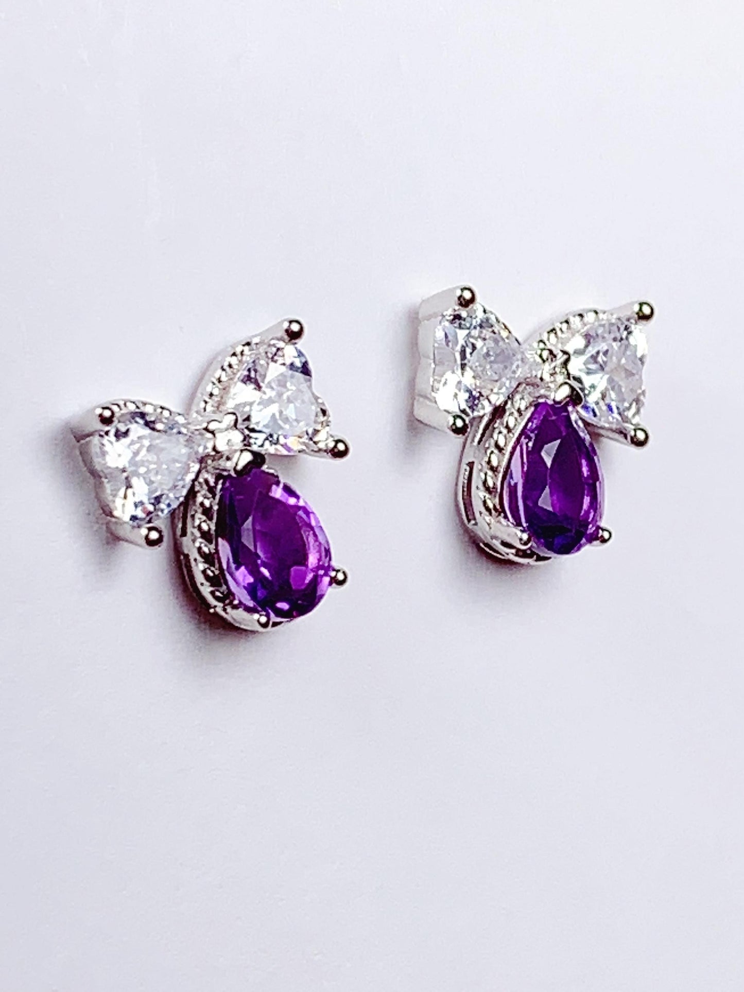 Amethyst Drop Earrings: 18k Gold Plated Sterling Silver Studs