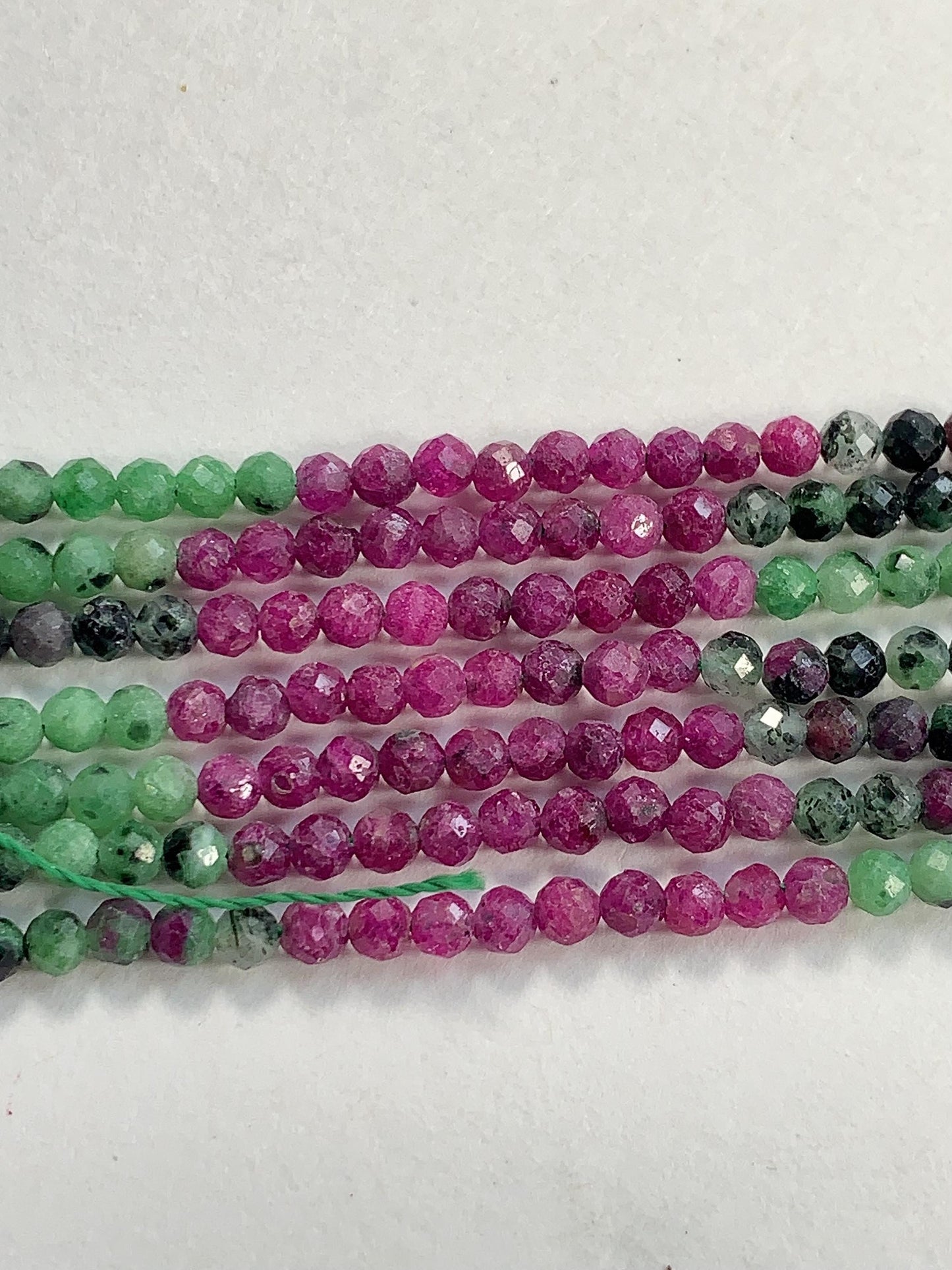 AAA Ruby Zoisite Faceted Round Beads:Natural Genuine Green Red Gemstone Strand 15.5 3mm