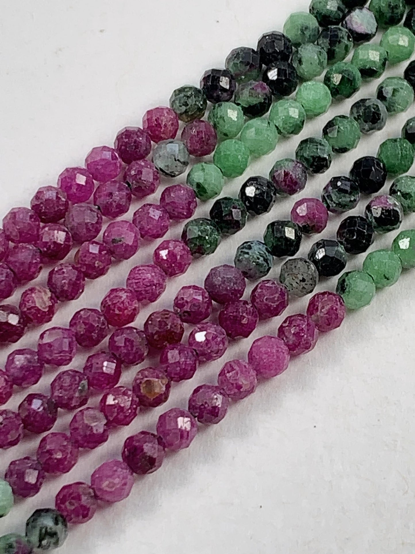 AAA Ruby Zoisite Faceted Round Beads:Natural Genuine Green Red Gemstone Strand 15.5 3mm