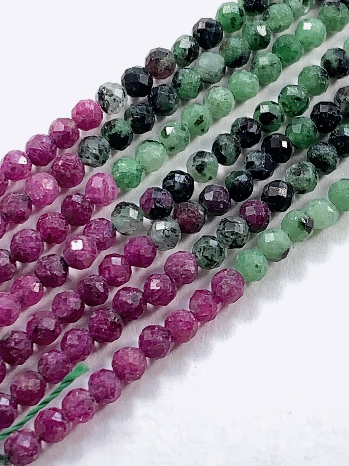 AAA Ruby Zoisite Faceted Round Beads:Natural Genuine Green Red Gemstone Strand 15.5 3mm