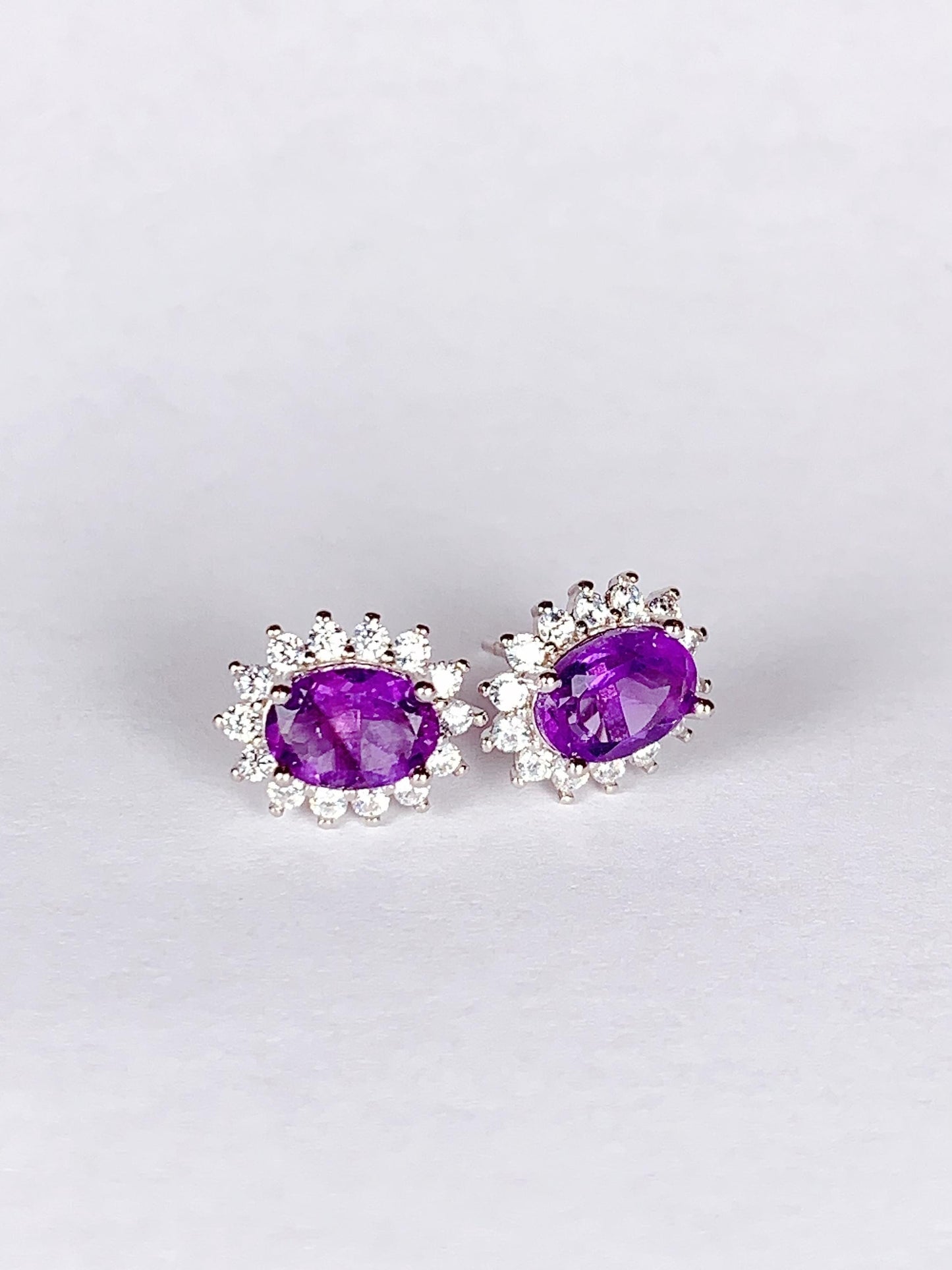 Amethyst Earrings: 18k Gold Plated Sterling Silver Studs