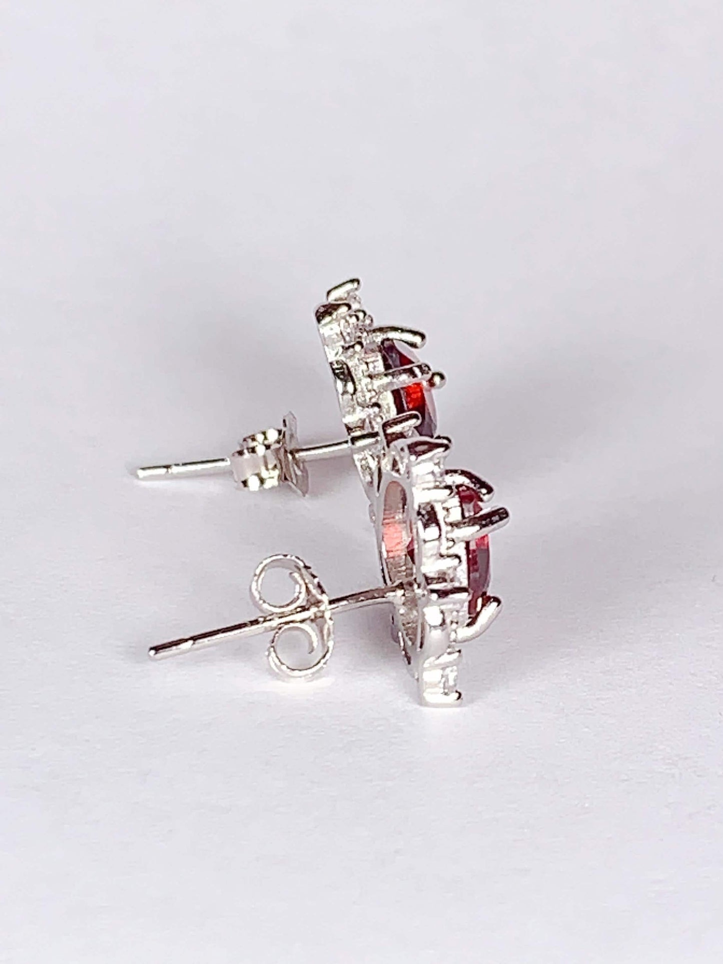 Red Garnet Heart Earrings: 18k Gold Plated Sterling Silver