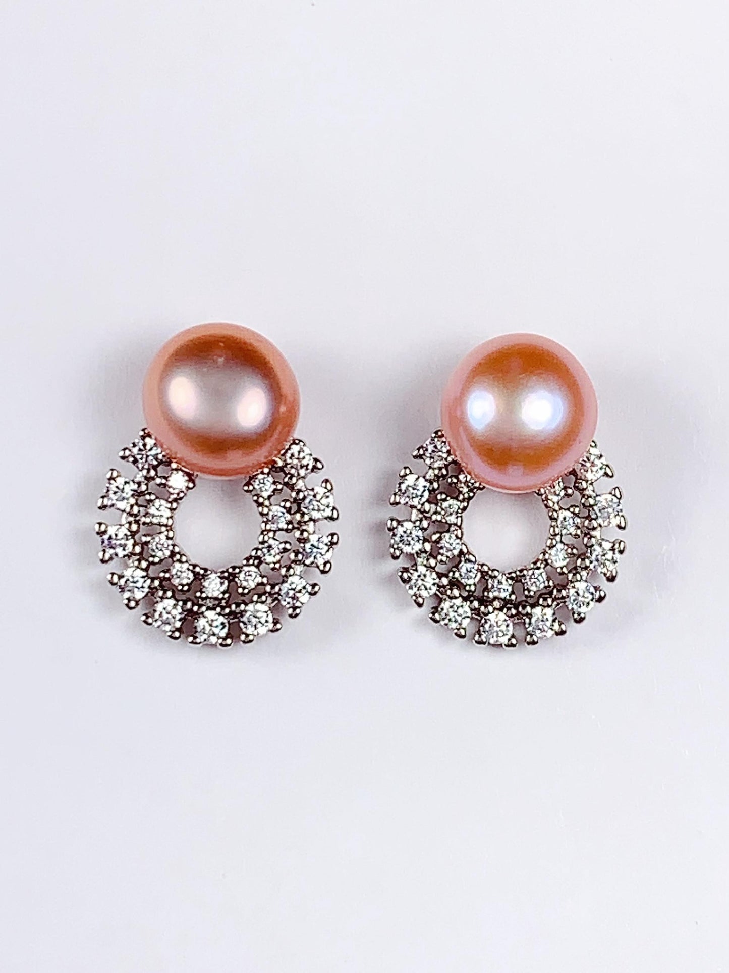 AAA Orange Pearl Earrings: 18k Gold Plated Sterling Silver Studs