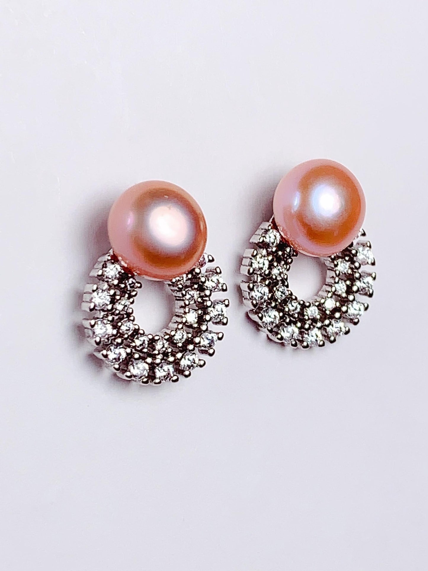 AAA Orange Pearl Earrings: 18k Gold Plated Sterling Silver Studs