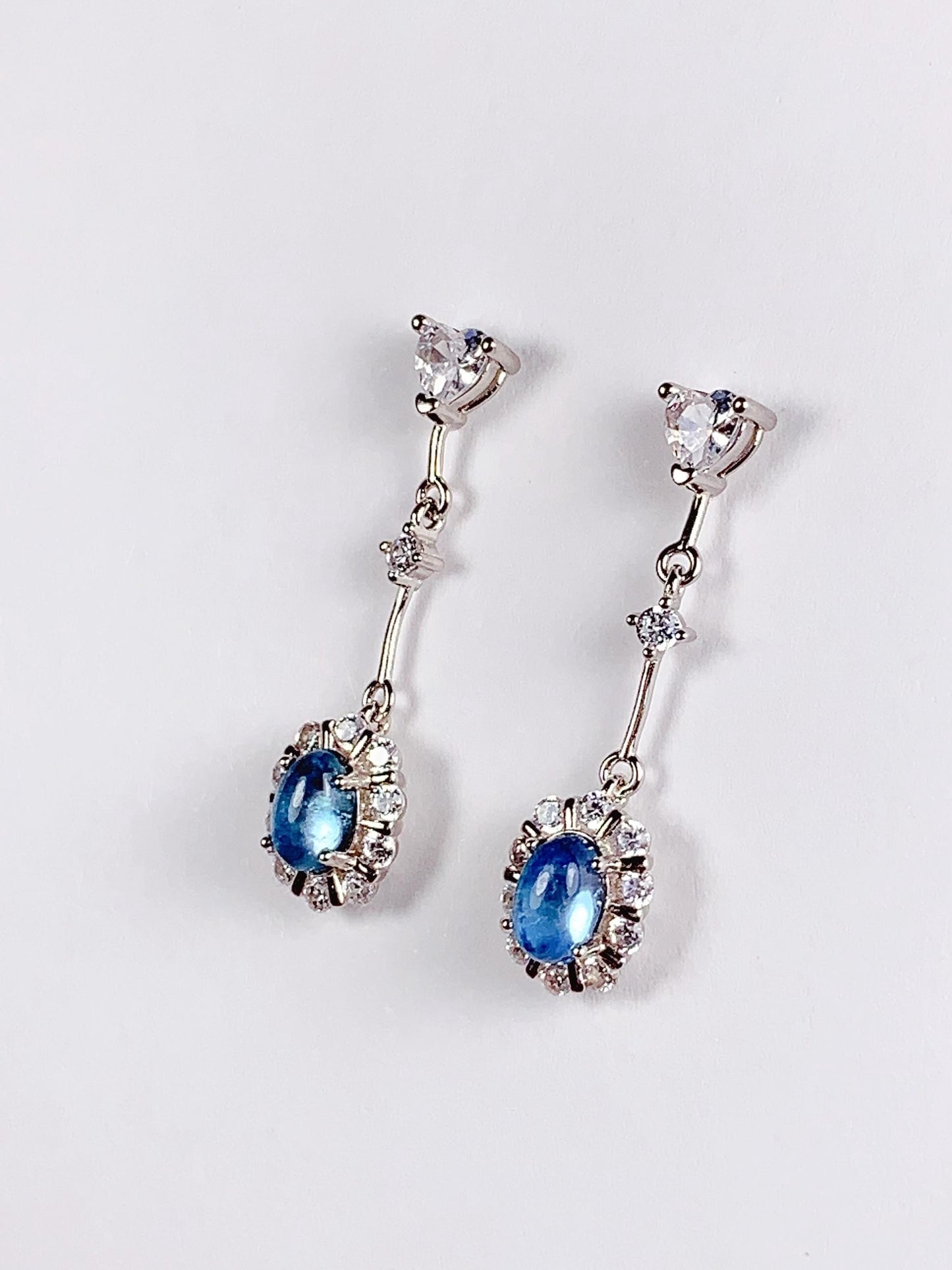 Aquamarine Sterling Silver Earrings: 18k Gold Plated, Oval Cut