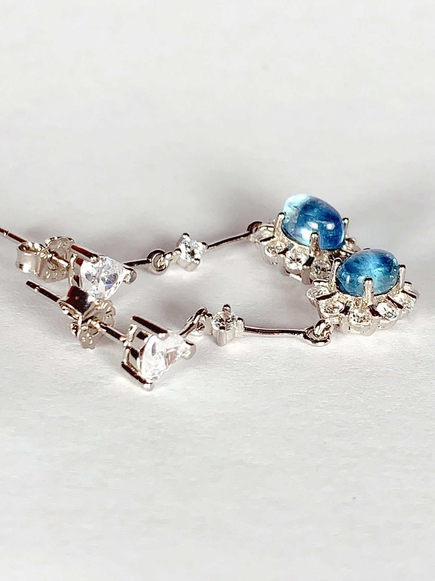 Aquamarine Sterling Silver Earrings: 18k Gold Plated, Oval Cut