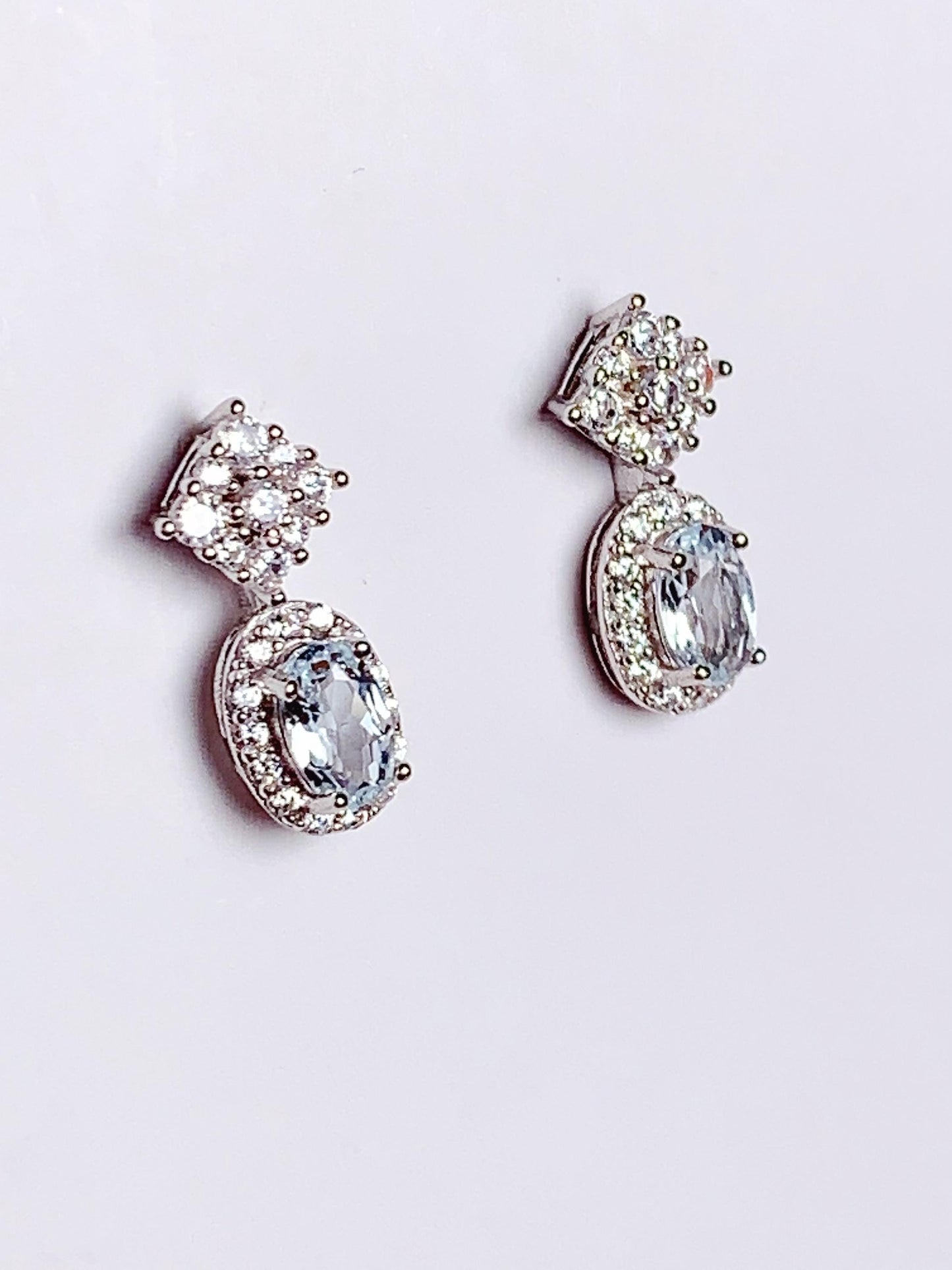 Aquamarine Earrings: 18k Gold Plated Sterling Silver, Oval Cut