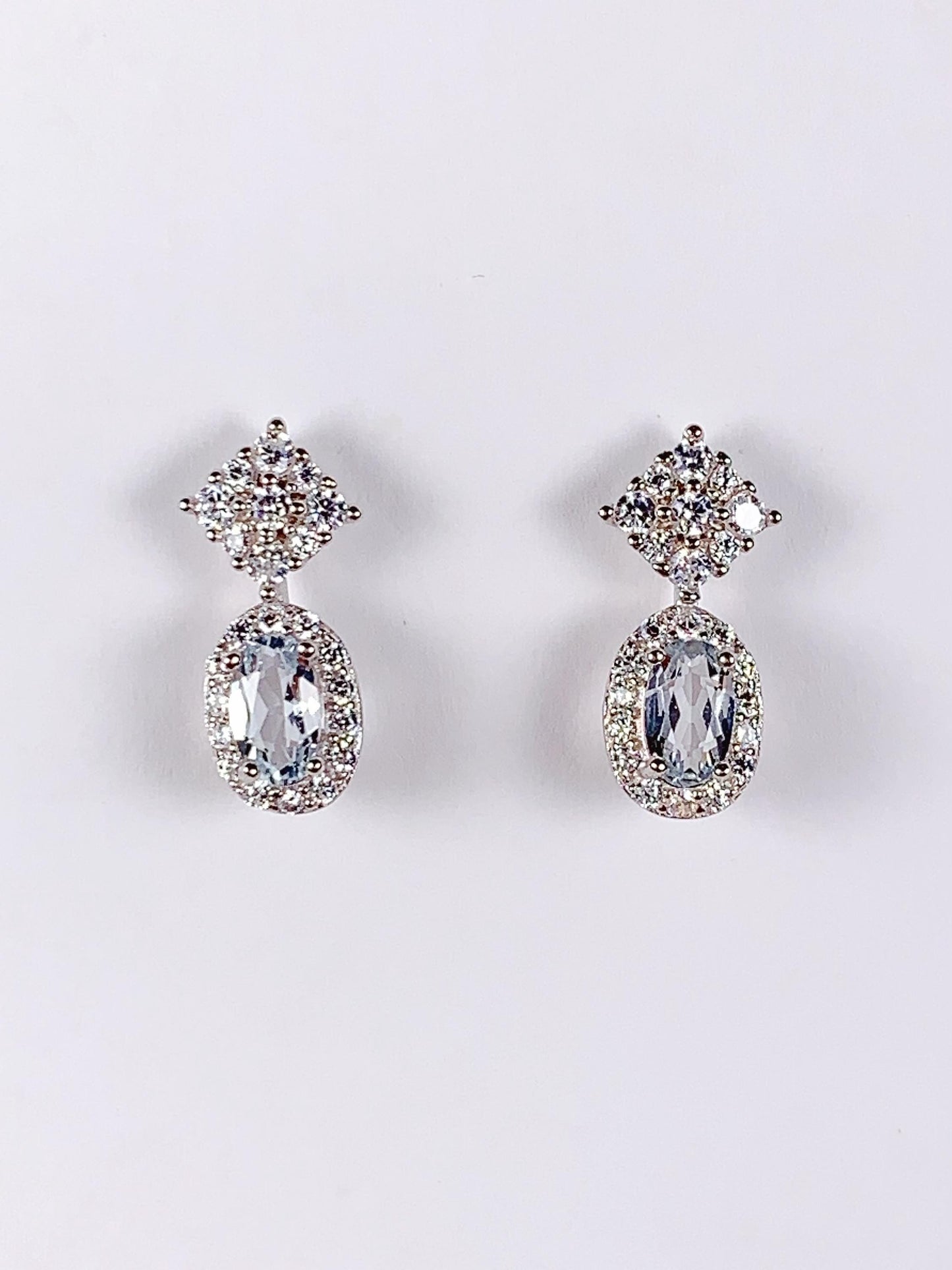 Aquamarine Earrings: 18k Gold Plated Sterling Silver, Oval Cut
