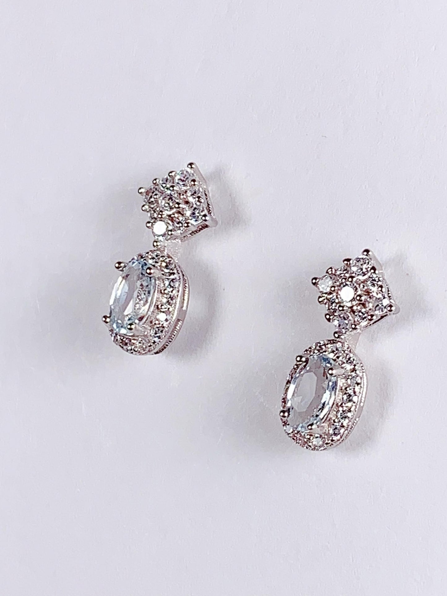 Aquamarine Earrings: 18k Gold Plated Sterling Silver, Oval Cut