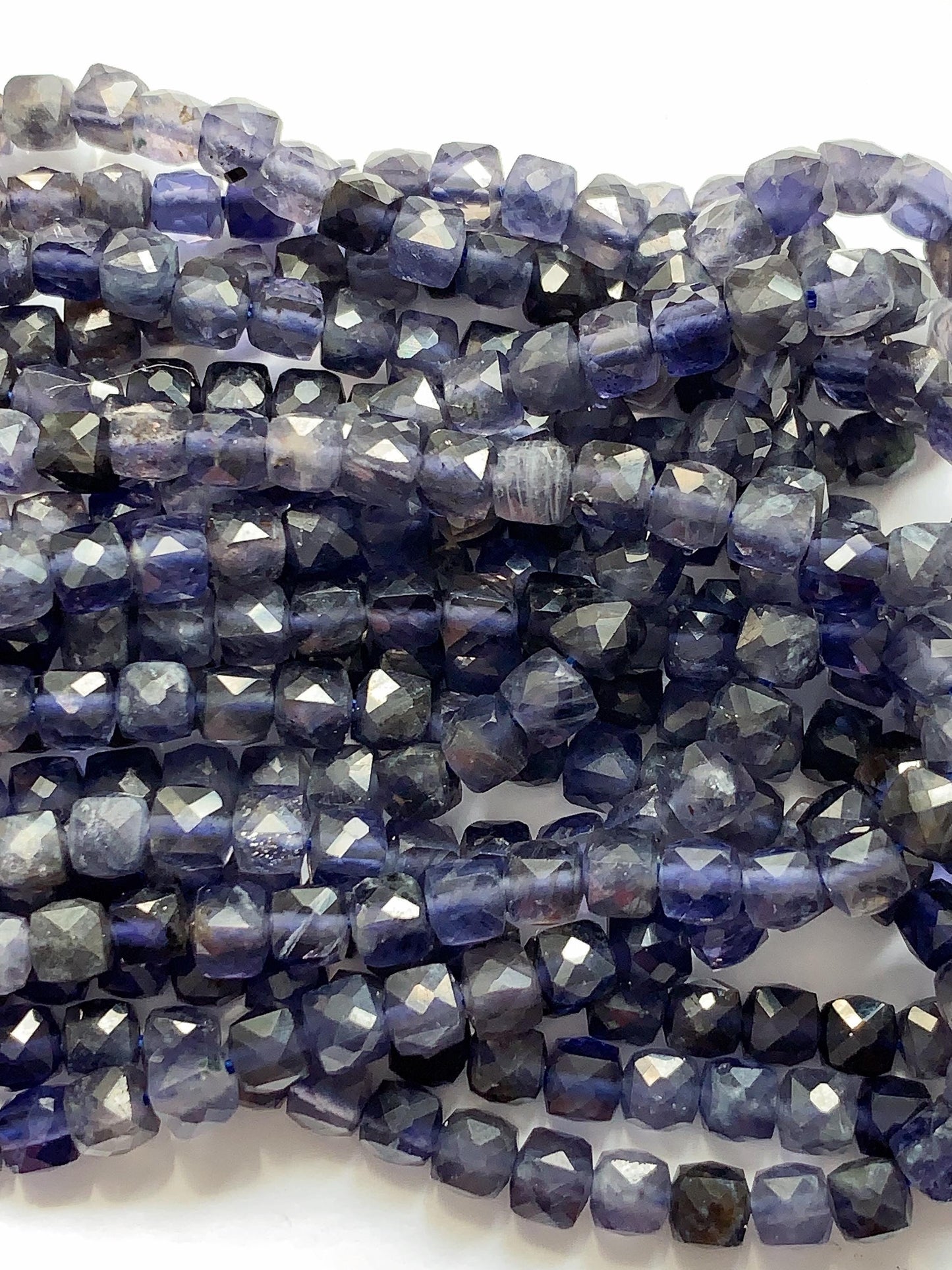 4.5mm Genuine Natural Blue Lolite Faceted Cube Square Beads 15.5" Strand