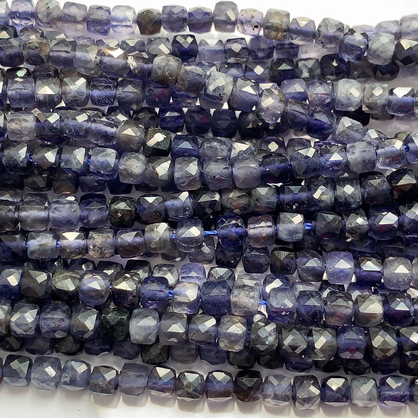 4.5mm Genuine Natural Blue Lolite Faceted Cube Square Beads 15.5" Strand