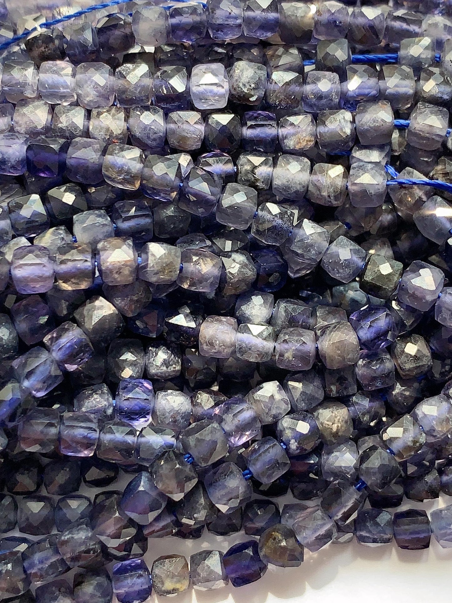 4.5mm Genuine Natural Blue Lolite Faceted Cube Square Beads 15.5" Strand